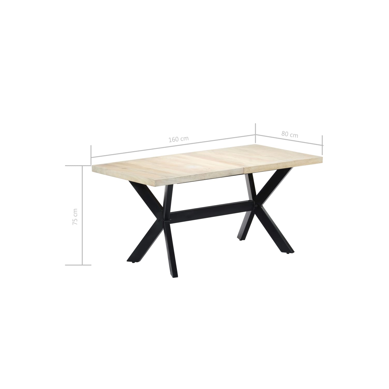 Table à manger en bois de manguier massif blanc 63 x x31,5 x x29,5 po de vidaXL