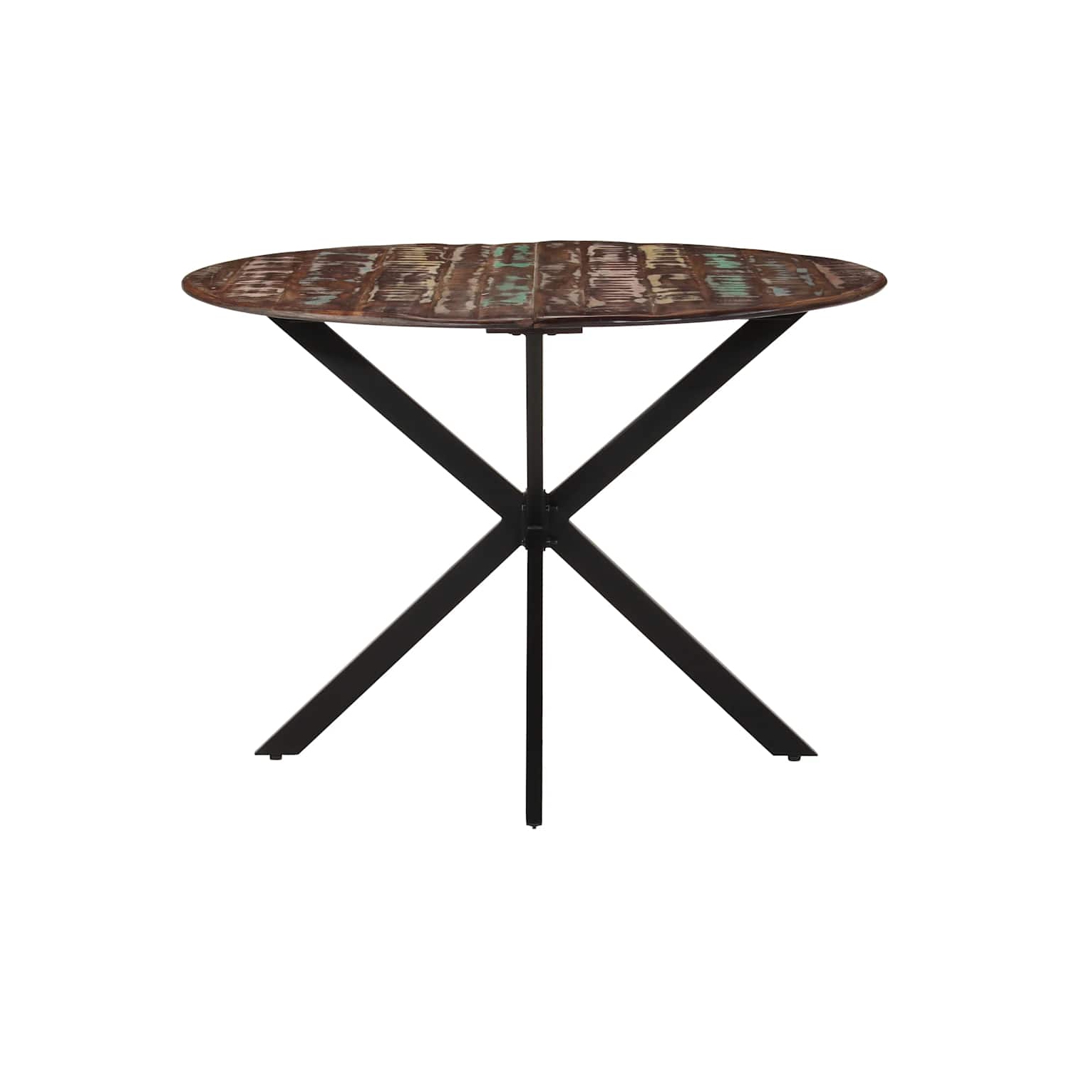 vidaXL Dining Table Ø110x78 cm Solid Wood Reclaimed and Steel