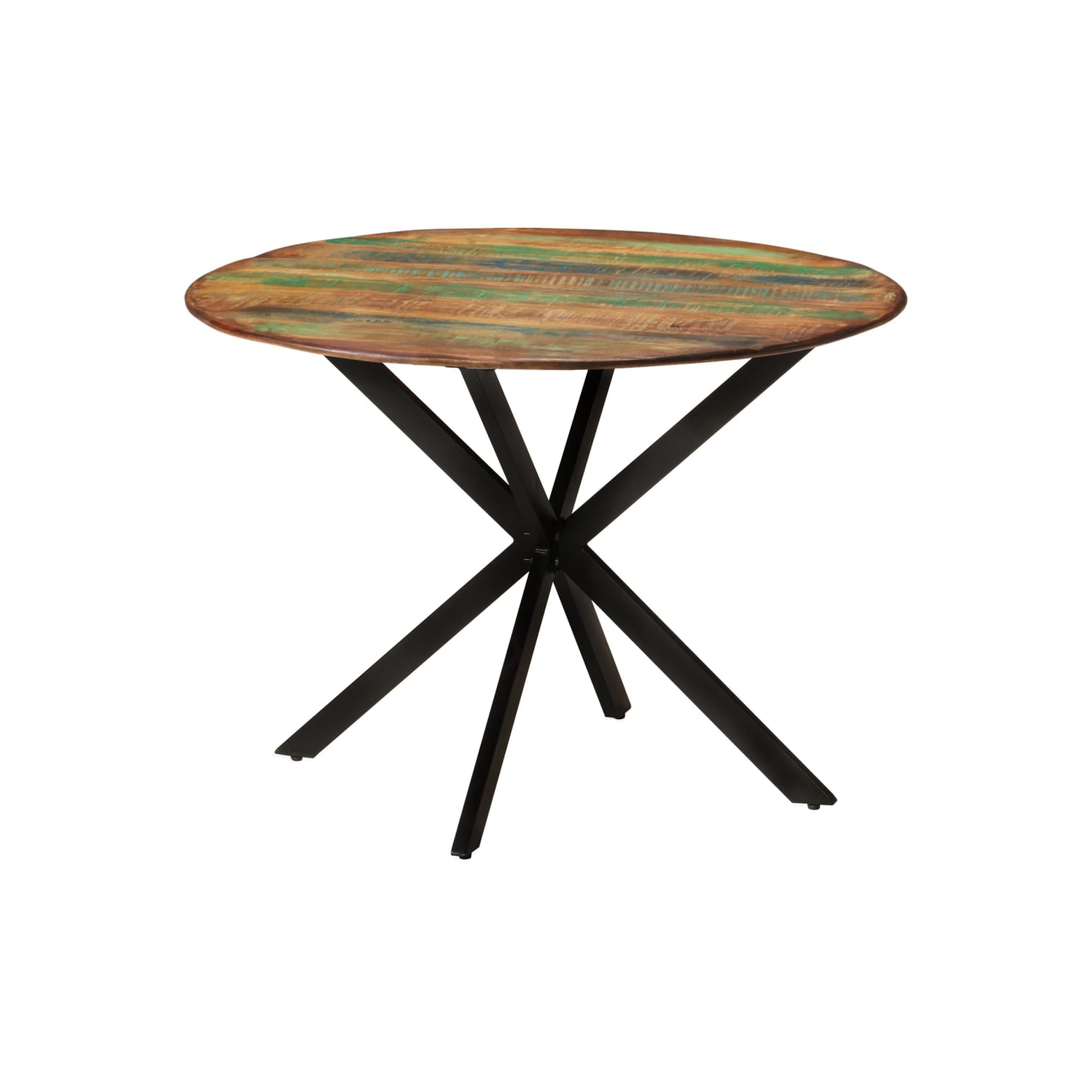 vidaXL Dining Table Ø110x78 cm Solid Wood Reclaimed and Steel