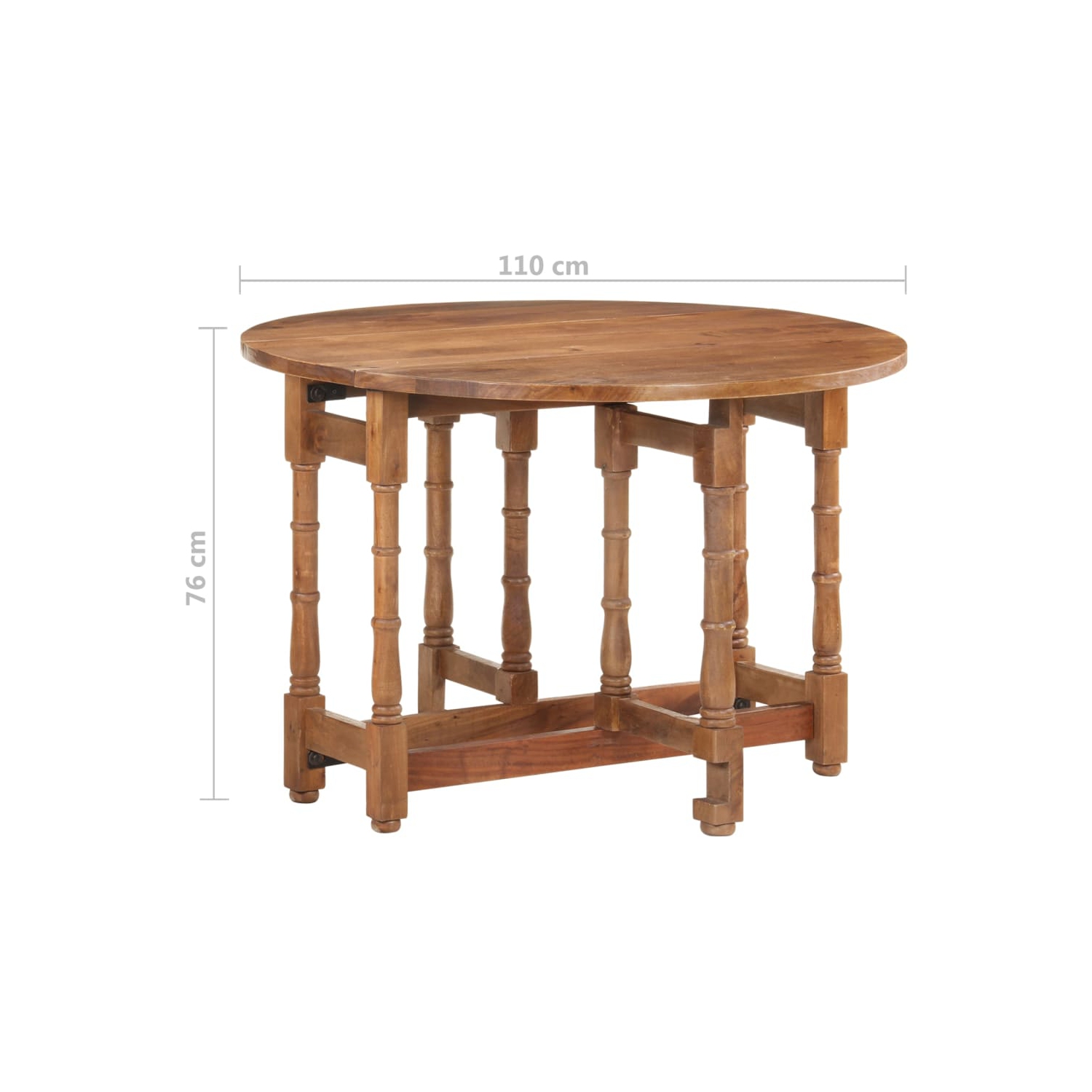vidaXL Dining Table Round 110x76 cm Solid Mango Wood