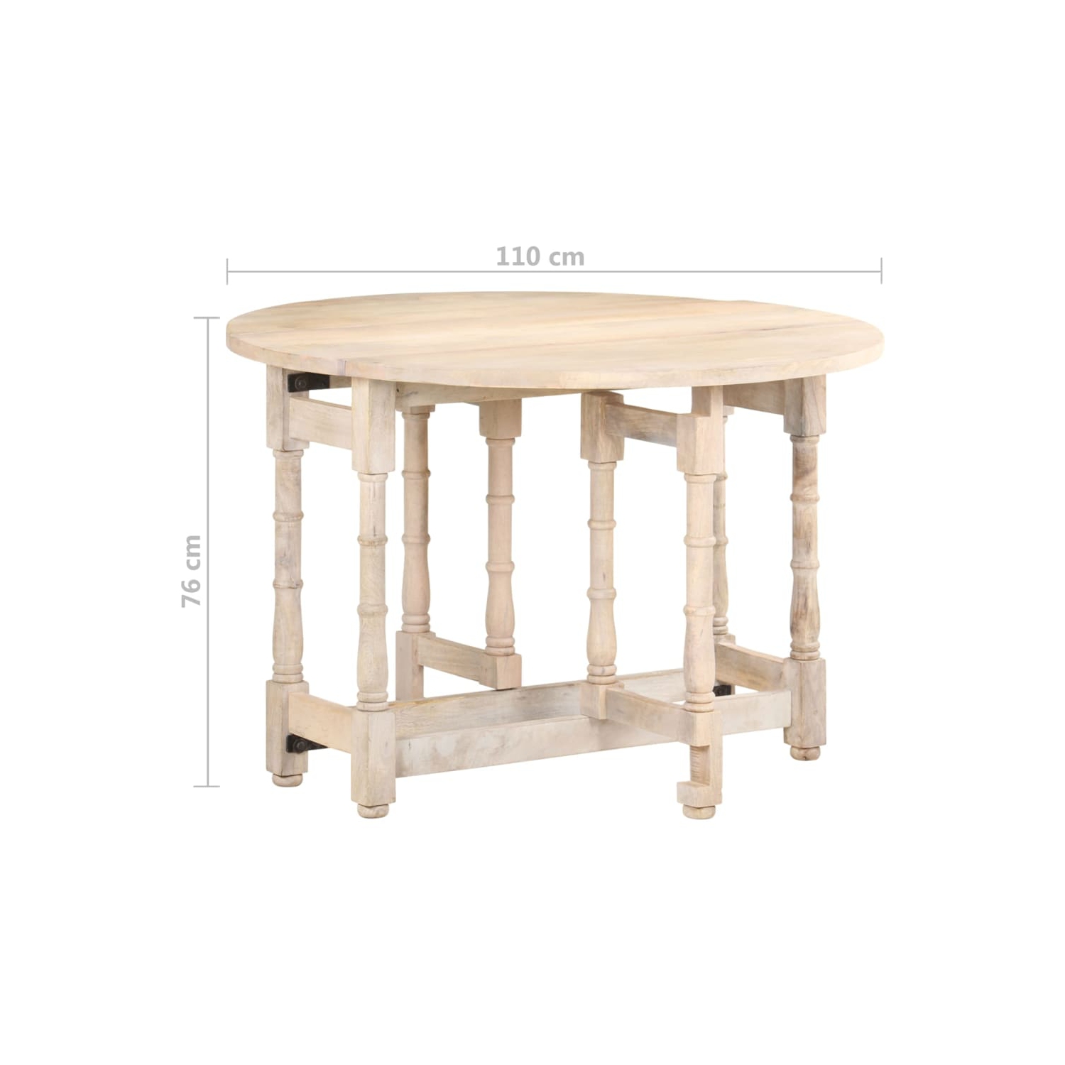 vidaXL Dining Table Round 110x76 cm Solid Mango Wood