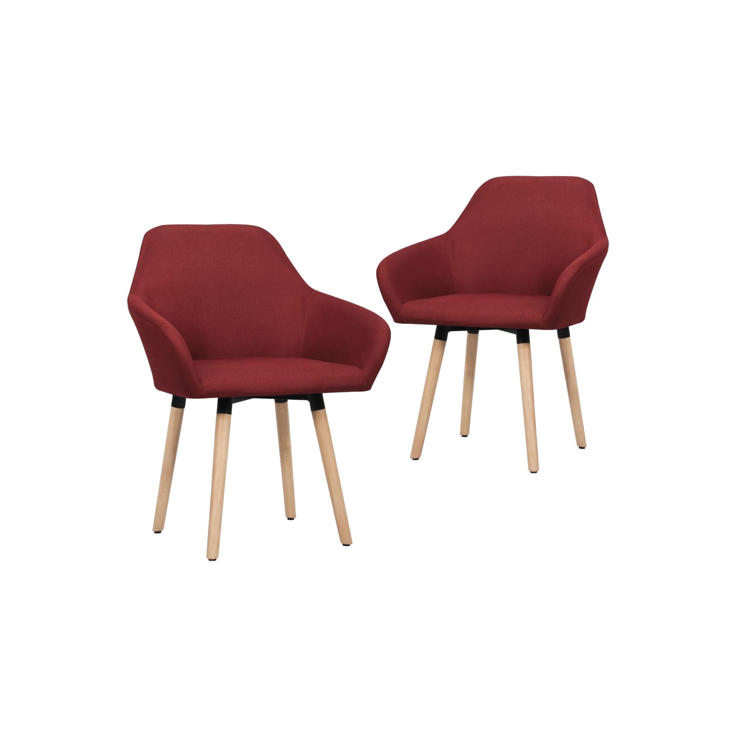Chaises de salle à manger 2 pièces en tissu rouge vin