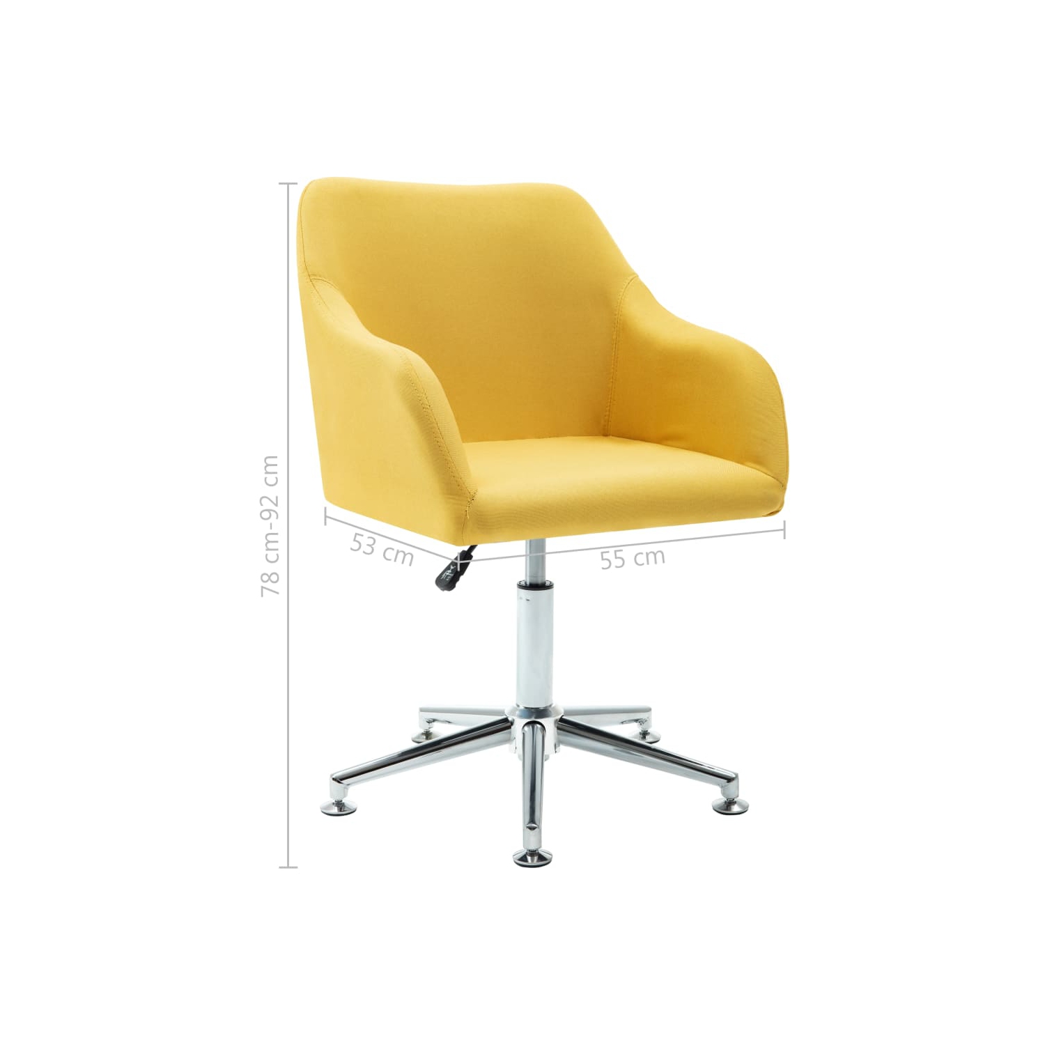 vidaXL Swivel Dining Chairs 2 pcs Yellow Fabric