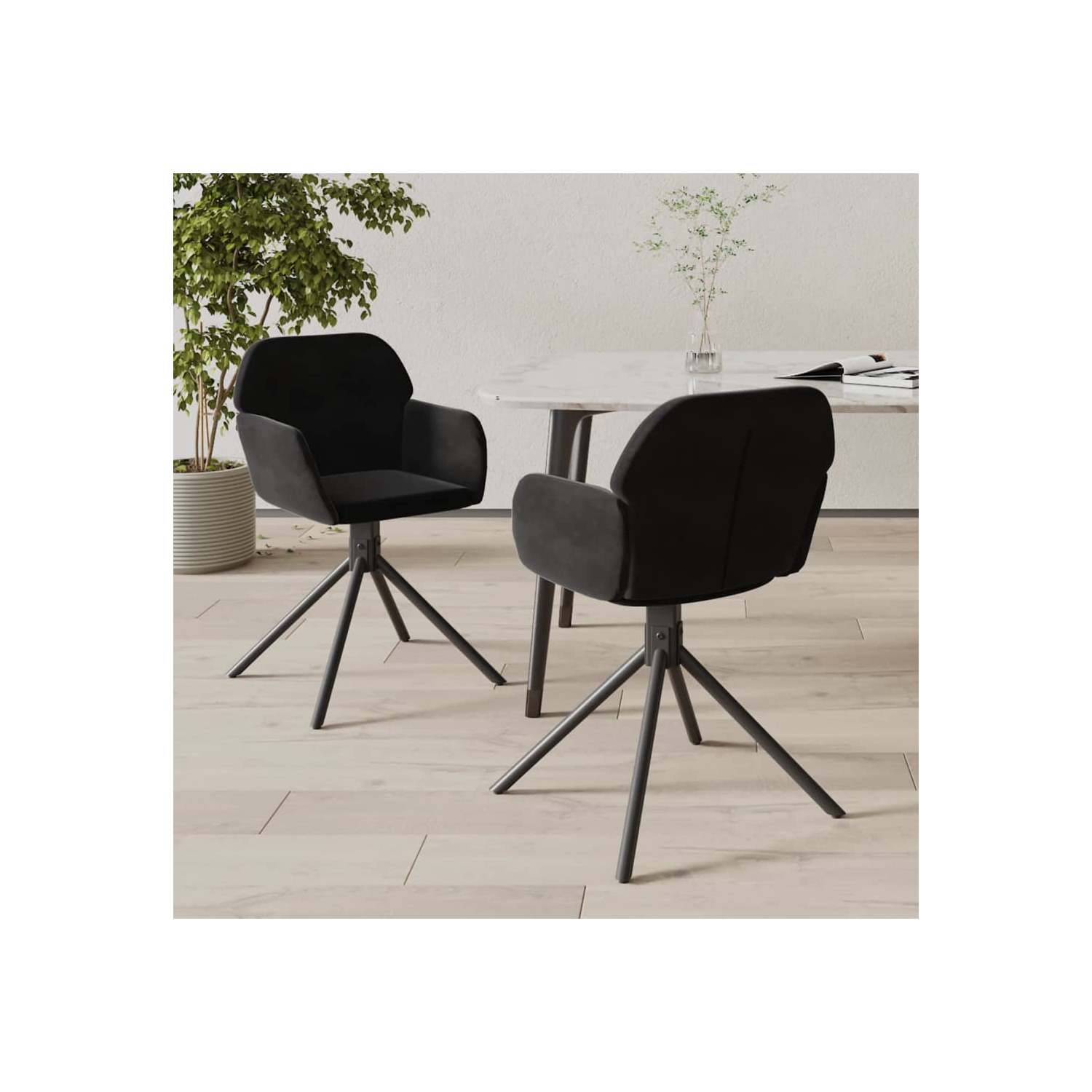Chaises de salle à manger pivotantes vidaXL 2 pièces velours noir