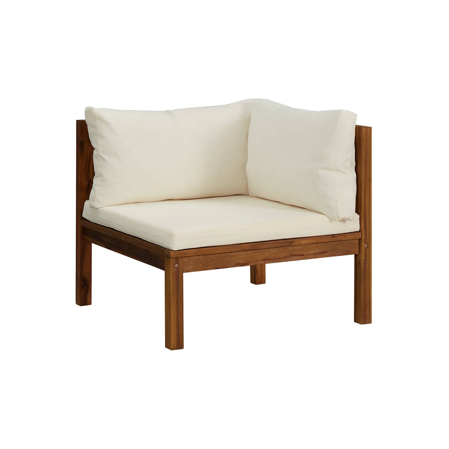 vidaXL Sectional Corner Sofa with Cream White Cushion Acacia Wood