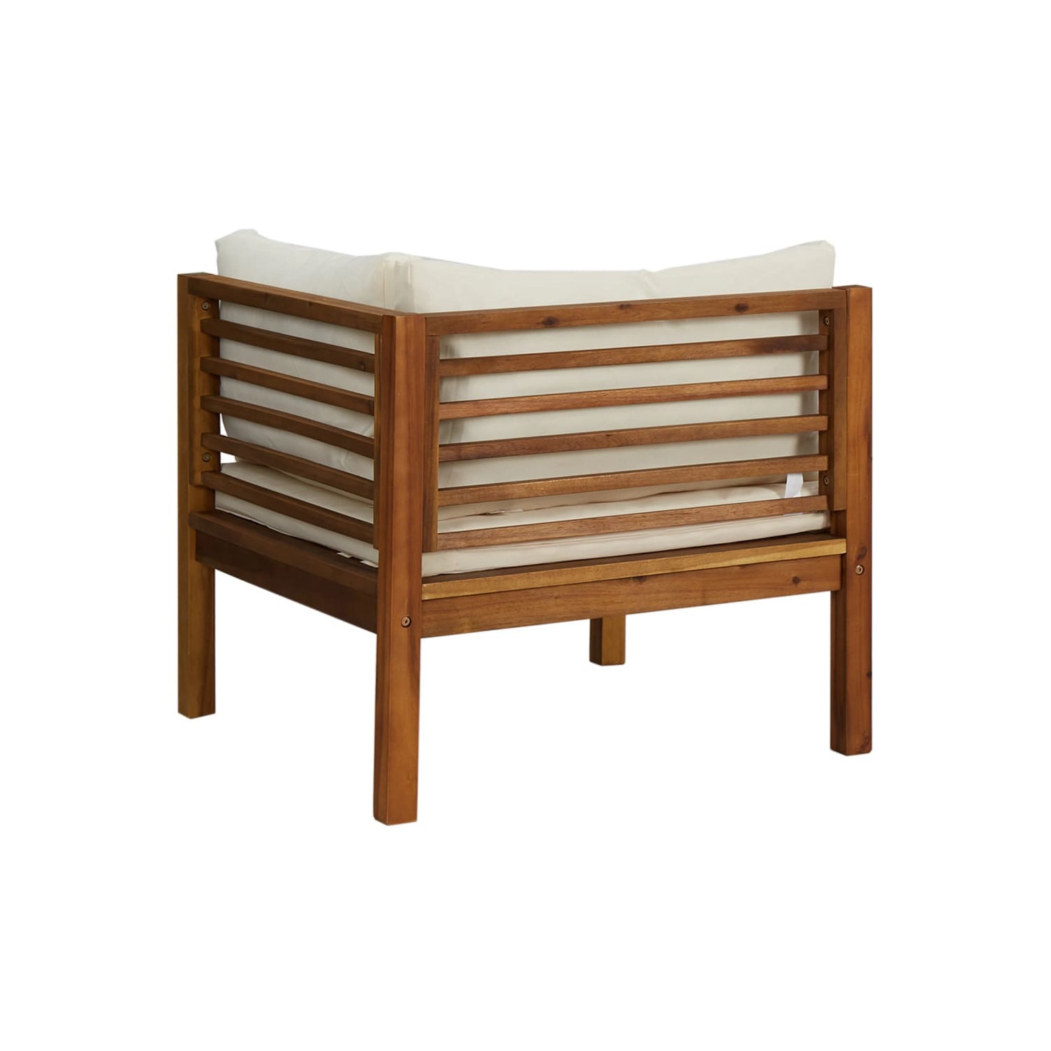 vidaXL Sectional Corner Sofa with Cream White Cushion Acacia Wood