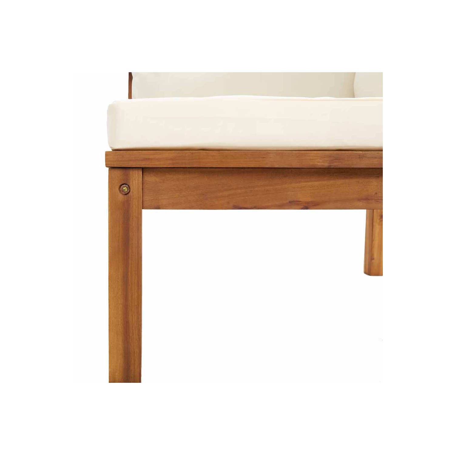 vidaXL Sectional Corner Sofa with Cream White Cushion Acacia Wood