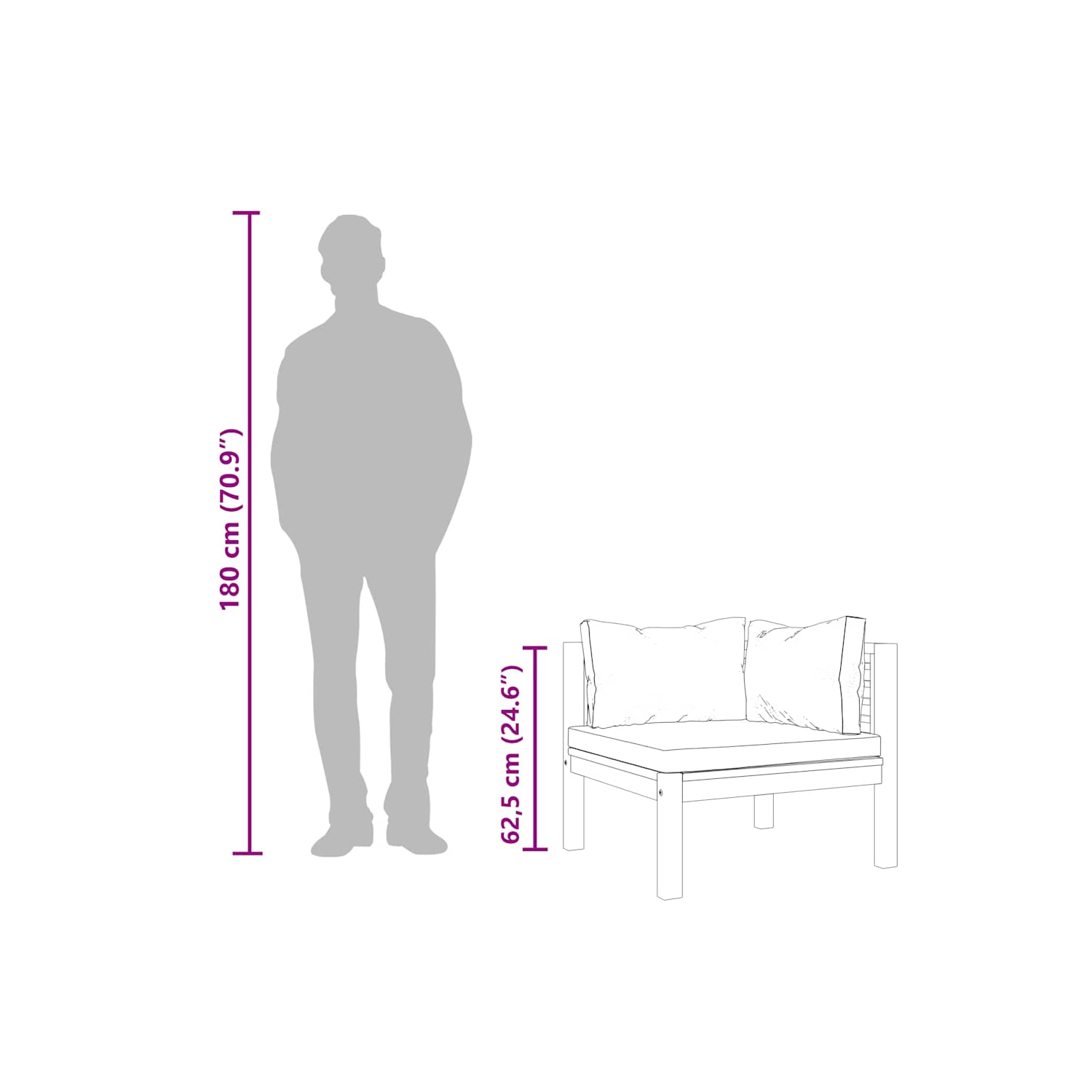 vidaXL Sectional Corner Sofa with Cream White Cushion Acacia Wood