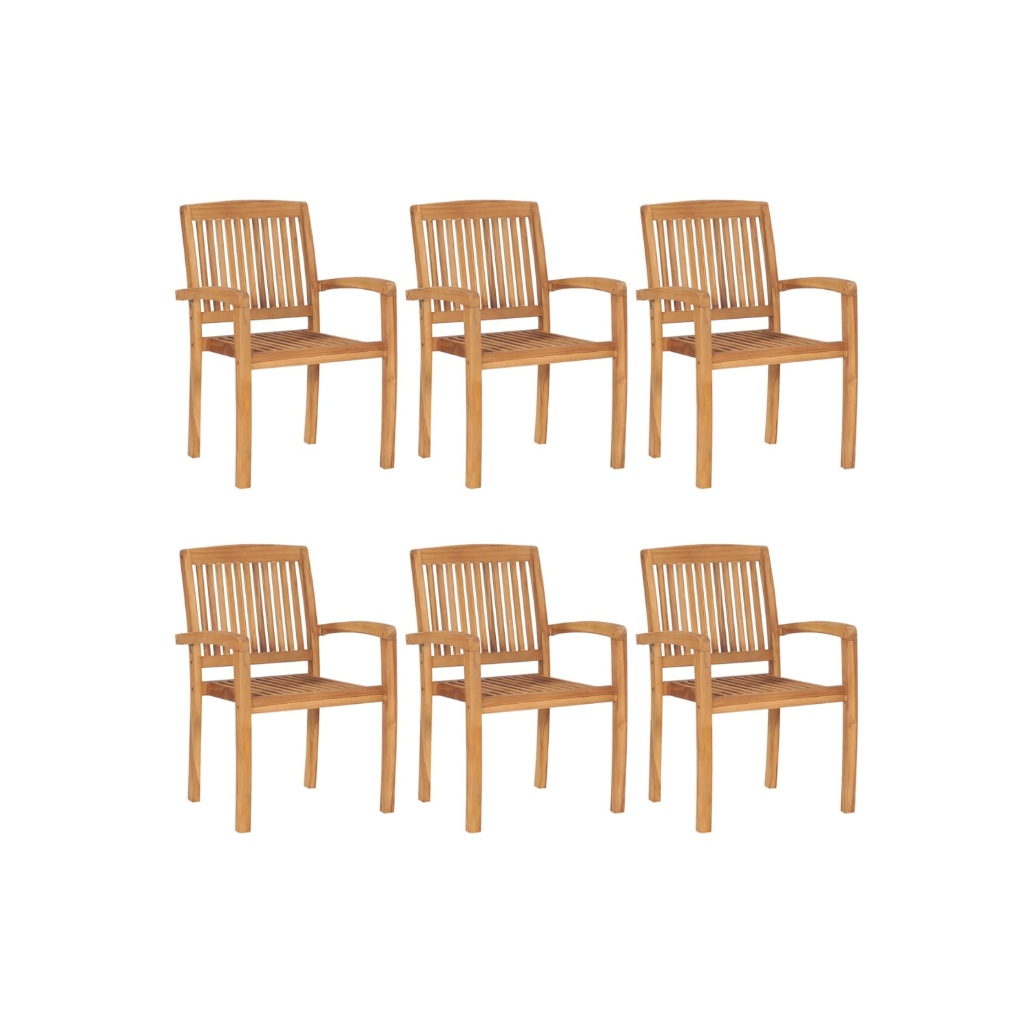 vidaXL Stacking Garden Chairs 6 pcs Solid Teak Wood