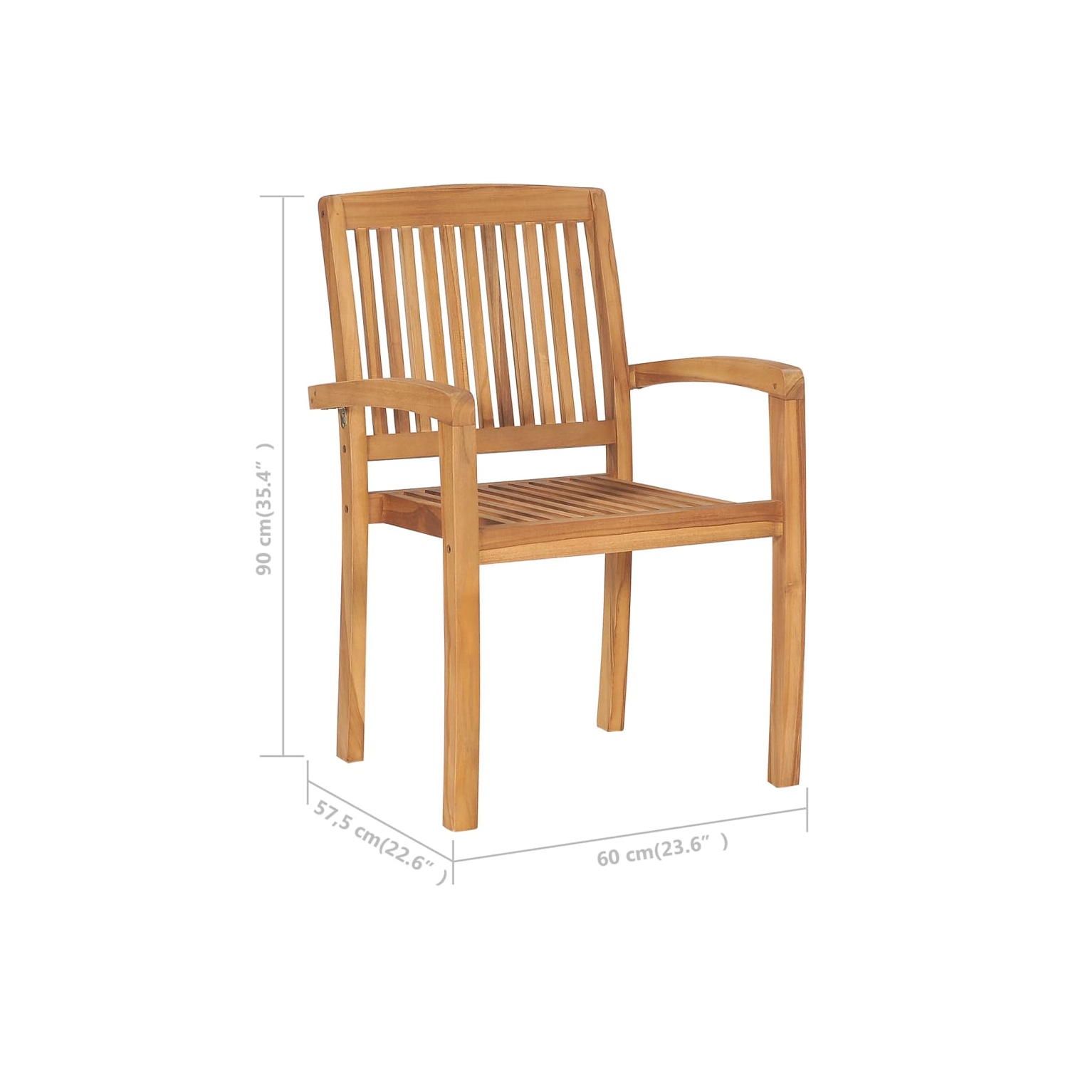 vidaXL Stacking Garden Chairs 6 pcs Solid Teak Wood