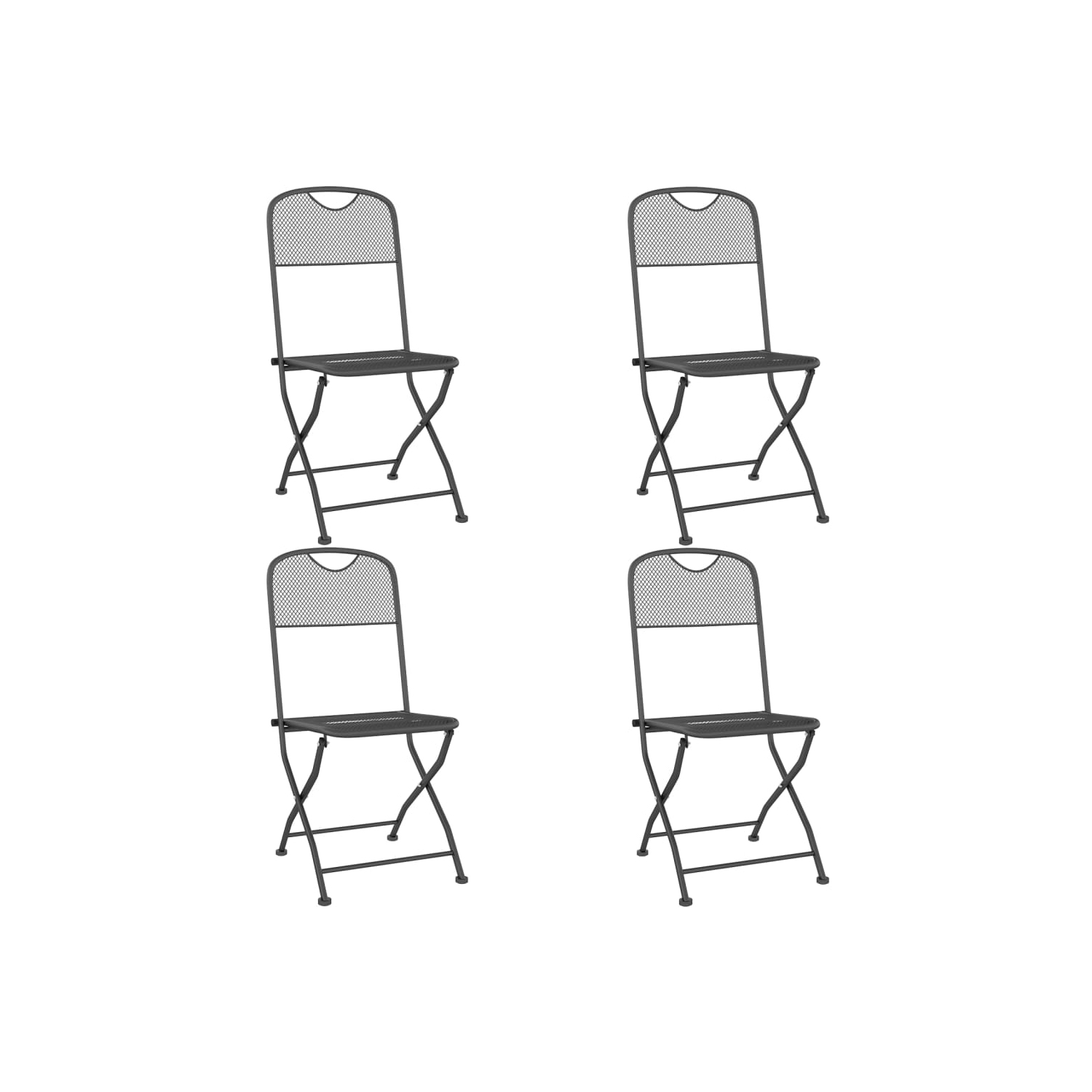vidaXL Folding Garden Chairs 4 pcs Expanded Metal Mesh Anthracite