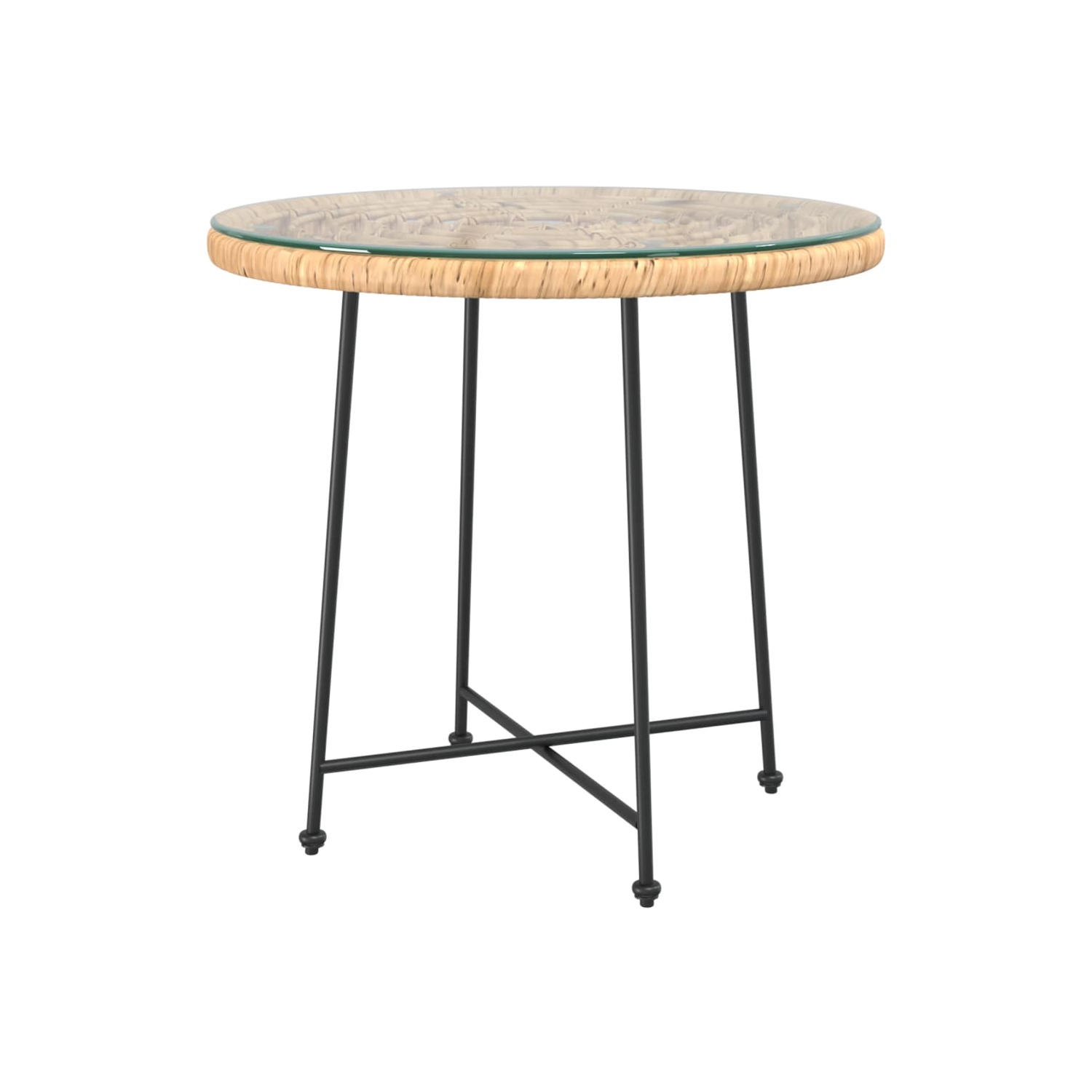 vidaXL Dining Table Ø80 cm&nbsp;Tempered Glass and Steel