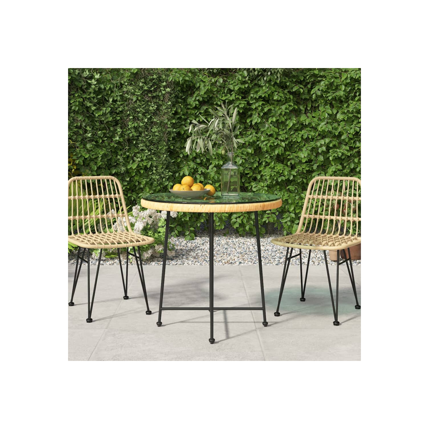 vidaXL Dining Table Ø80 cm&nbsp;Tempered Glass and Steel