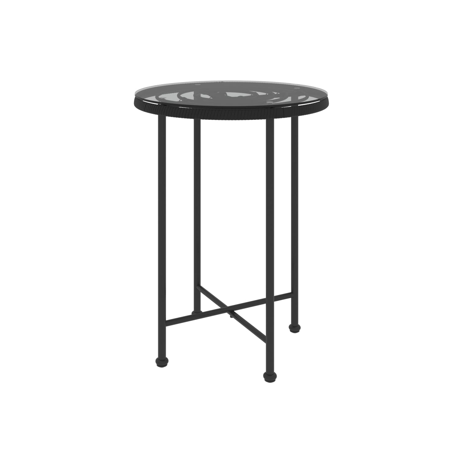 Table à dîner vidaXL noire Ø55&nbsp;cm&nbsp;en verre trempé et acier
