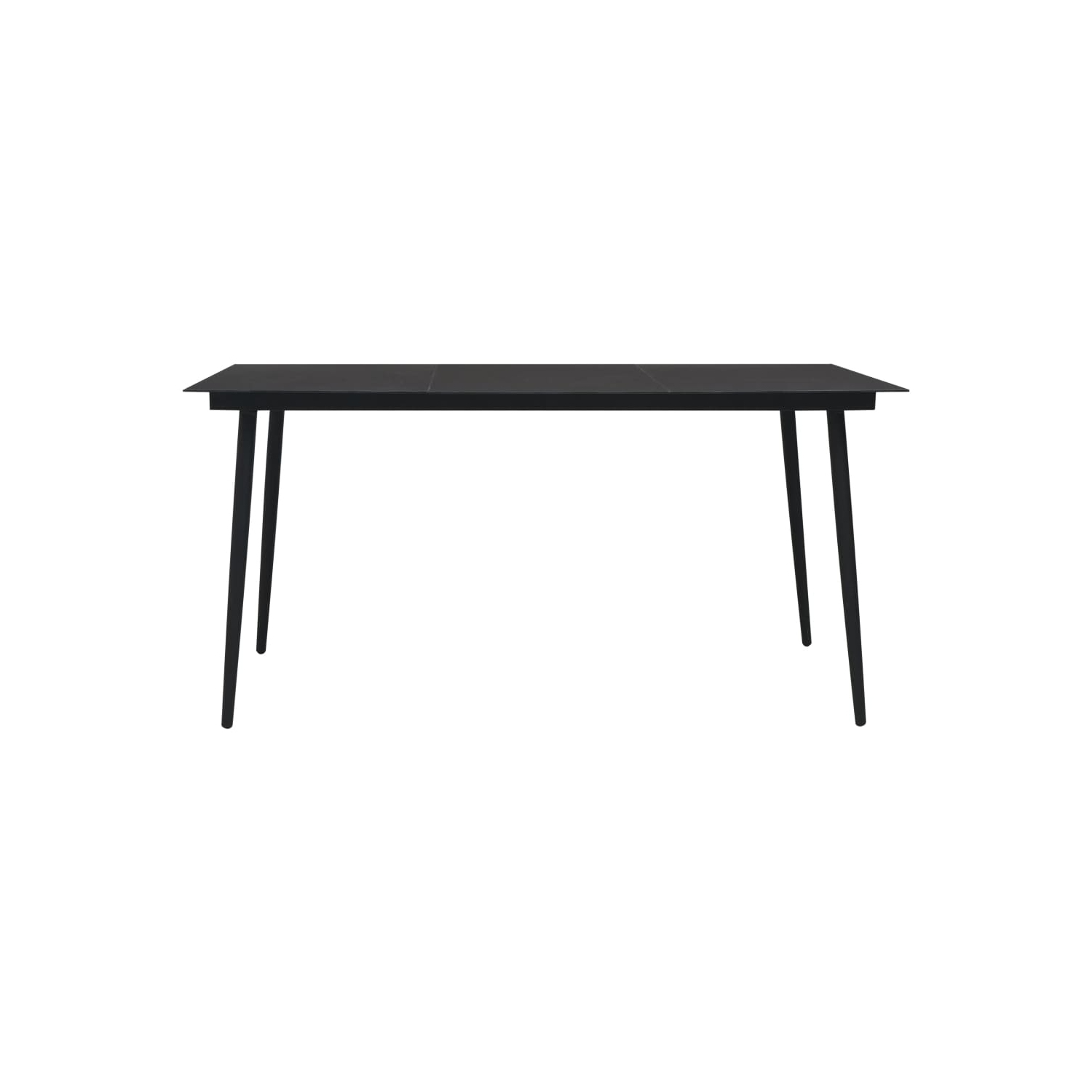 vidaXL Patio Dining Table Black 59.1"x31.5"x29.1" Steel and Glass