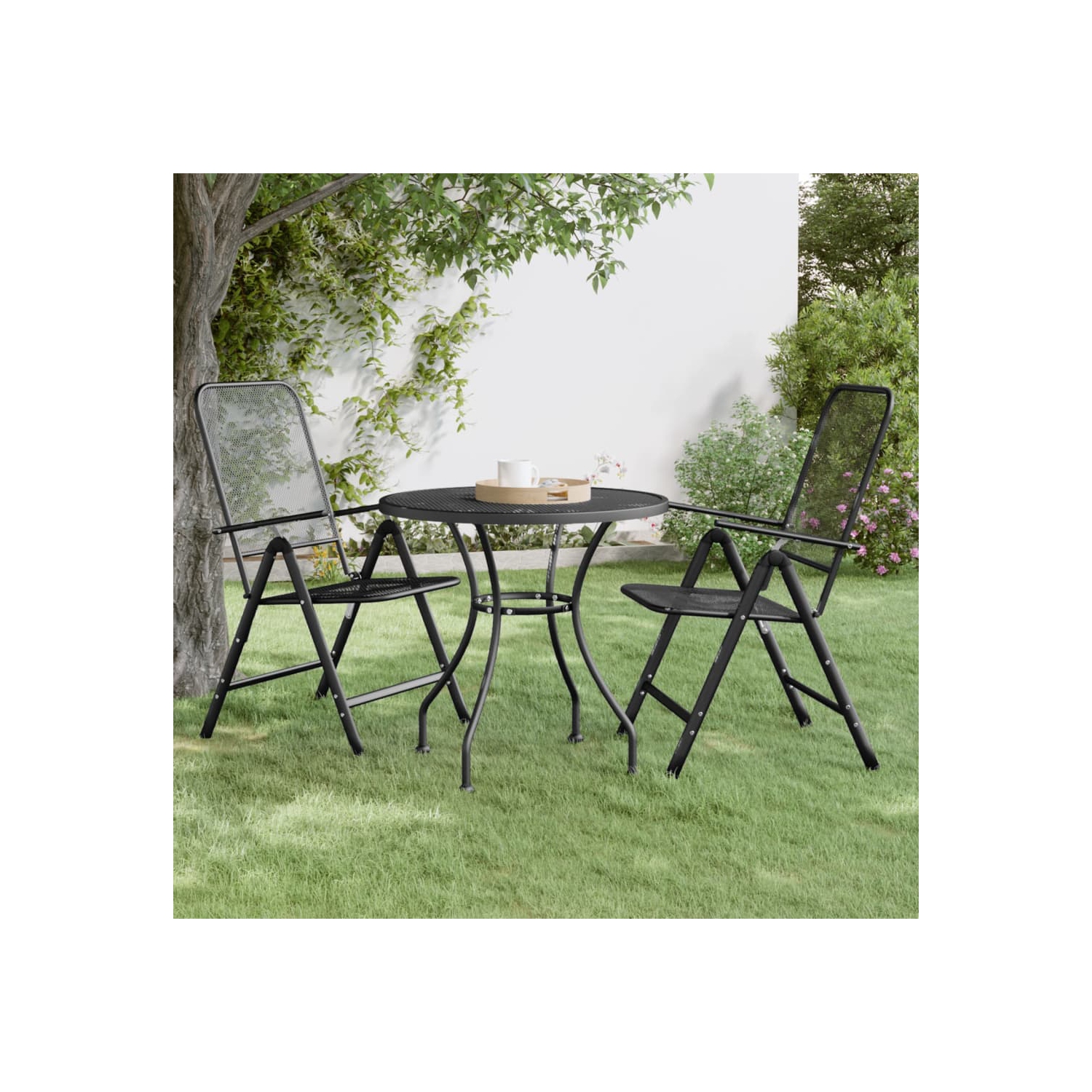 vidaXL Garden Table Ø80x72 cm Expanded Metal Mesh Anthracite