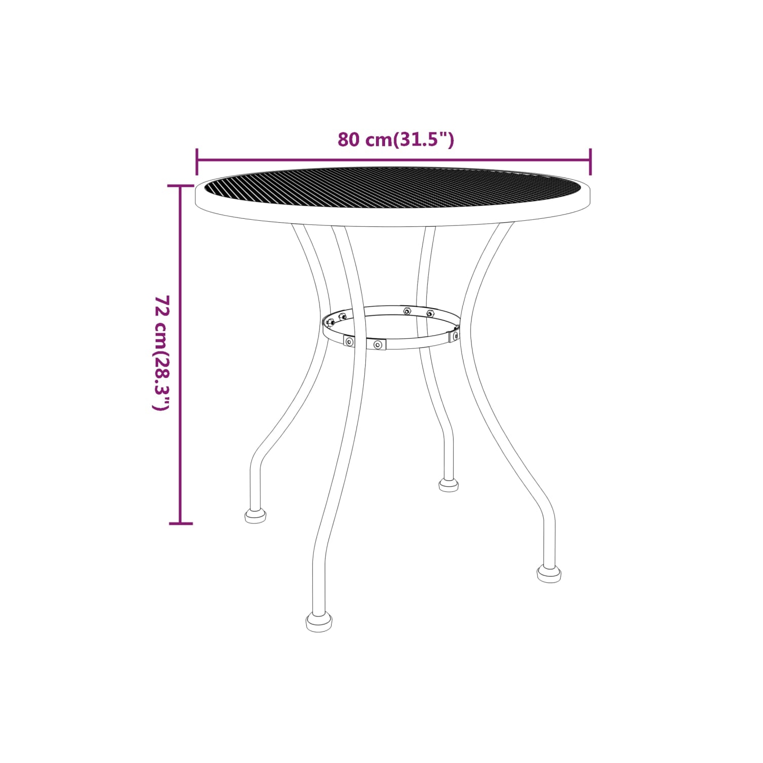 vidaXL Garden Table Ø80x72 cm Expanded Metal Mesh Anthracite