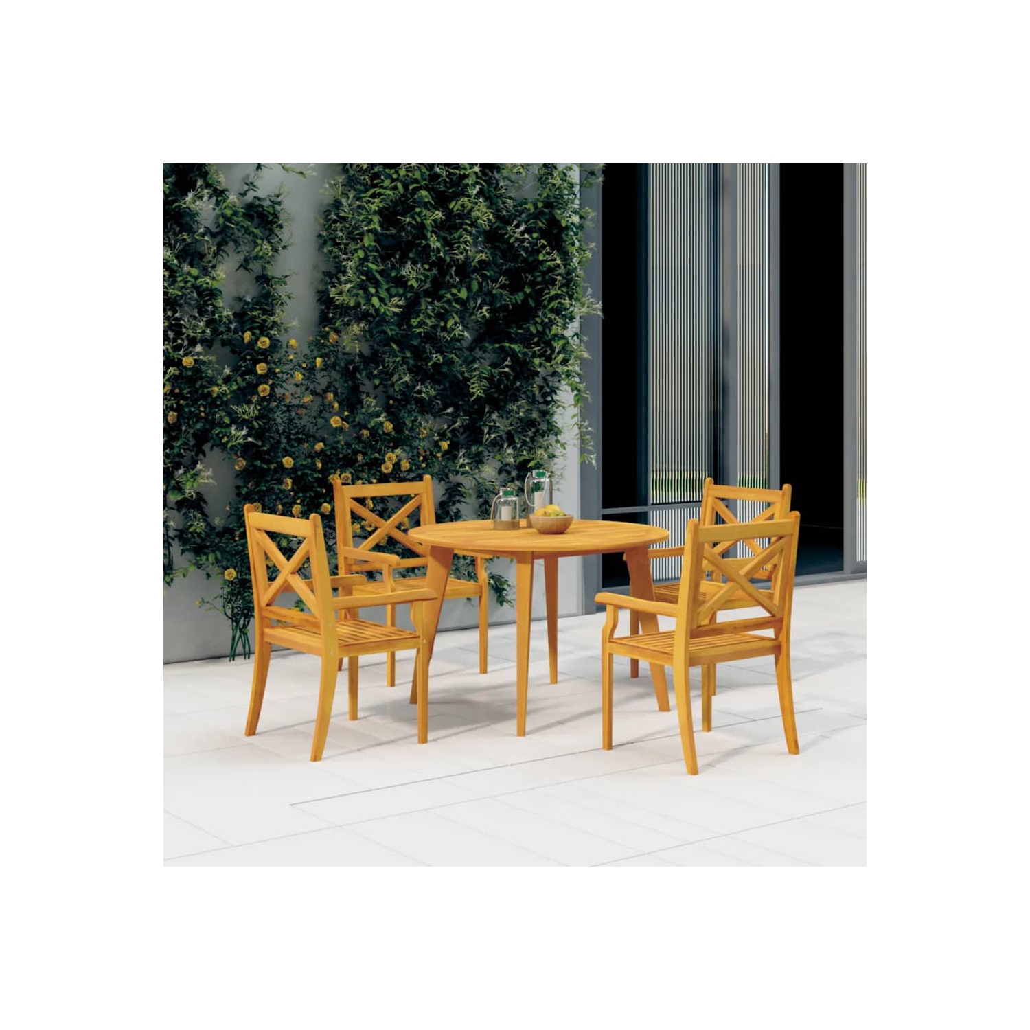 vidaXL Garden Table Ø110x75 cm Solid Wood Acacia