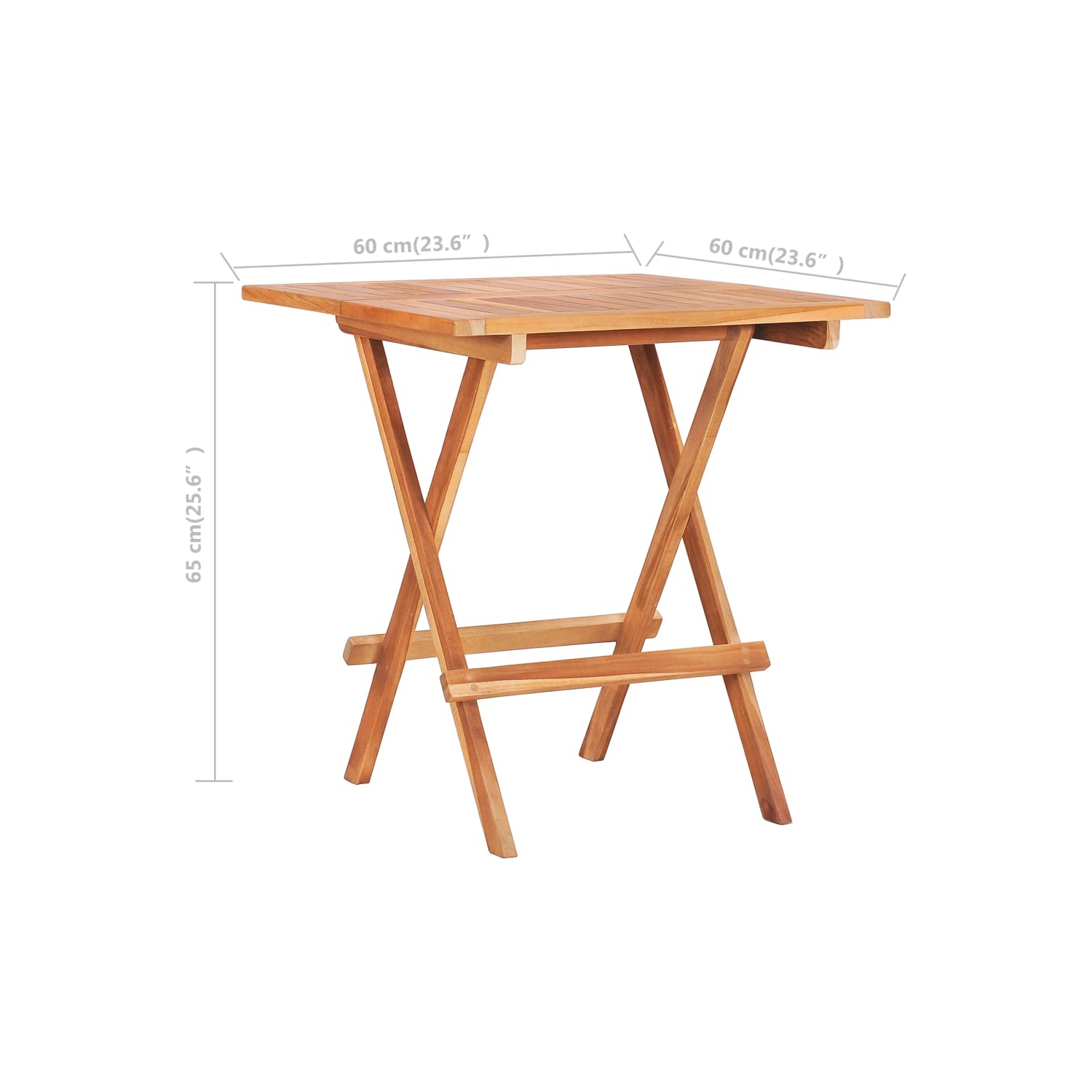 vidaXL Folding Bistro Table 23.6"x23.6"x25.6" Solid Teak Wood