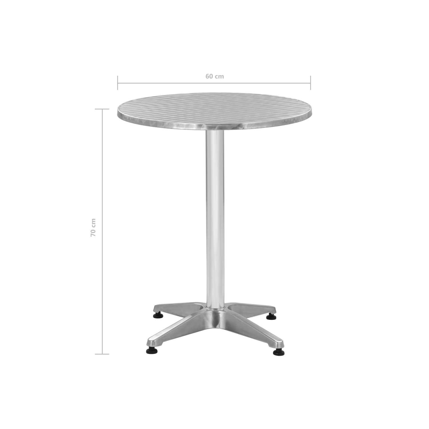 vidaXL Patio Table Silver 23.6"x27.6" Aluminum