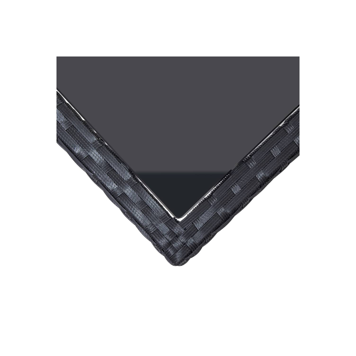 vidaXL Garden Table Black 240x90x74 cm Poly Rattan and Glass