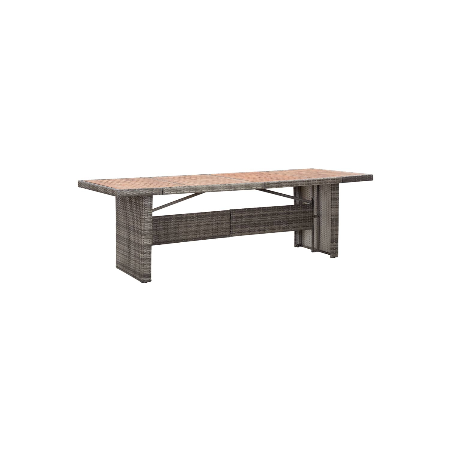 vidaXL Patio Table 94.5"x35.4"x29.1" Poly Rattan and Solid Acacia Wood