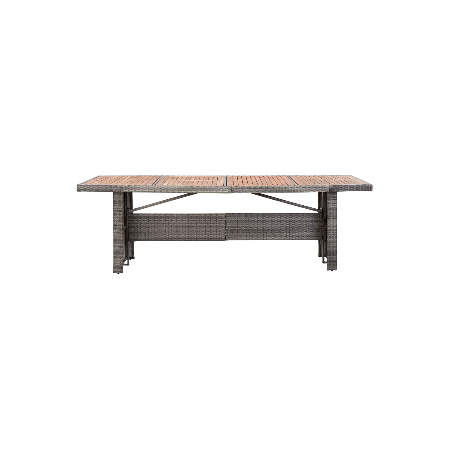 vidaXL Patio Table 94.5"x35.4"x29.1" Poly Rattan and Solid Acacia Wood