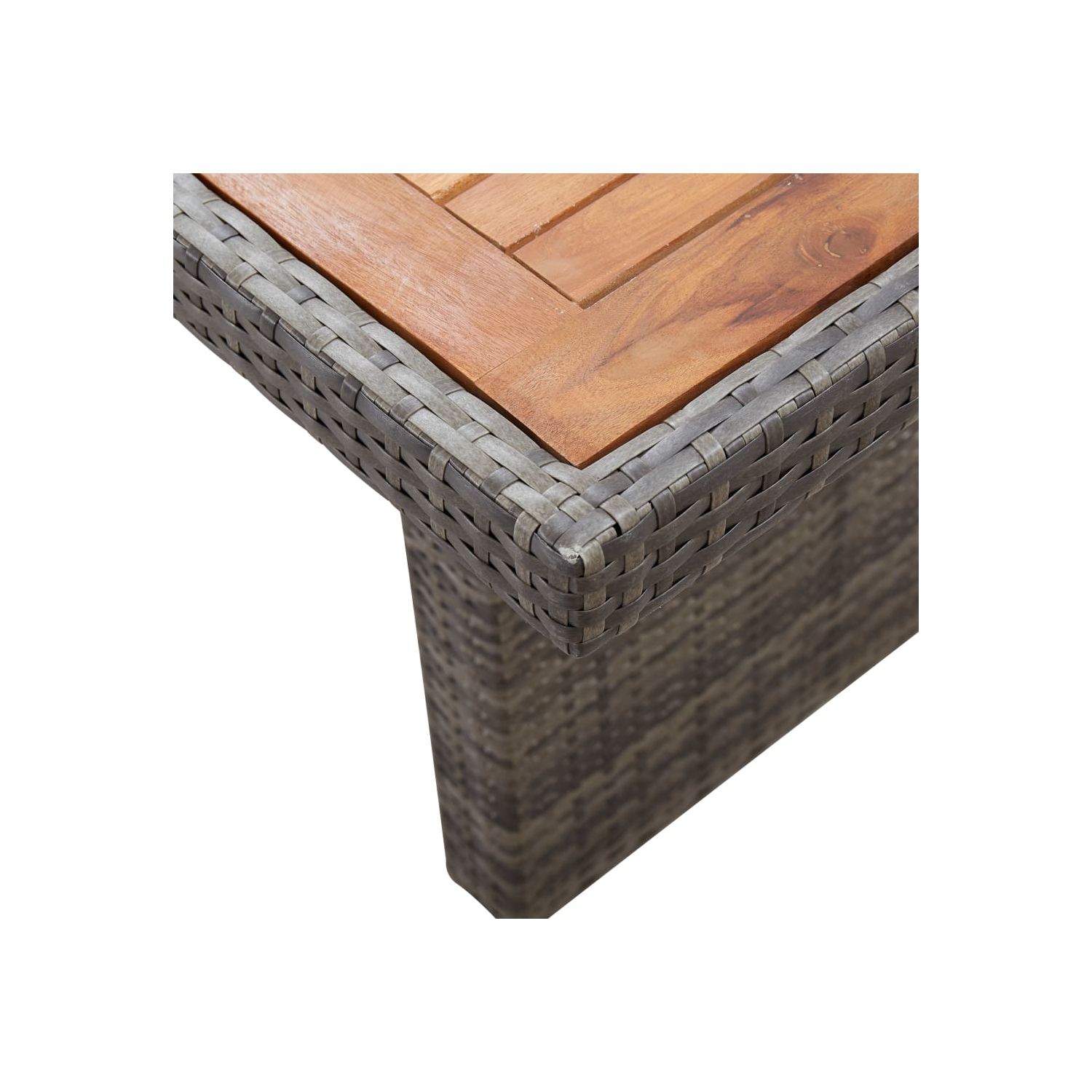 vidaXL Patio Table 94.5"x35.4"x29.1" Poly Rattan and Solid Acacia Wood