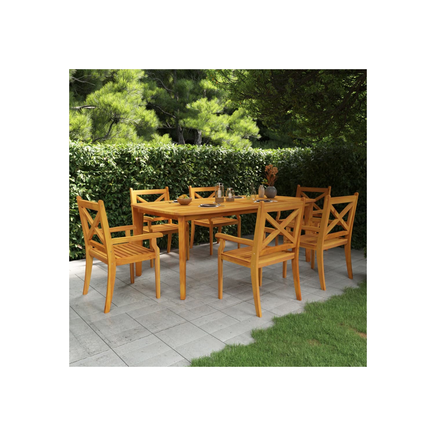 Table de jardin en bois d'acacia massif 75&nbsp;cm 200x100