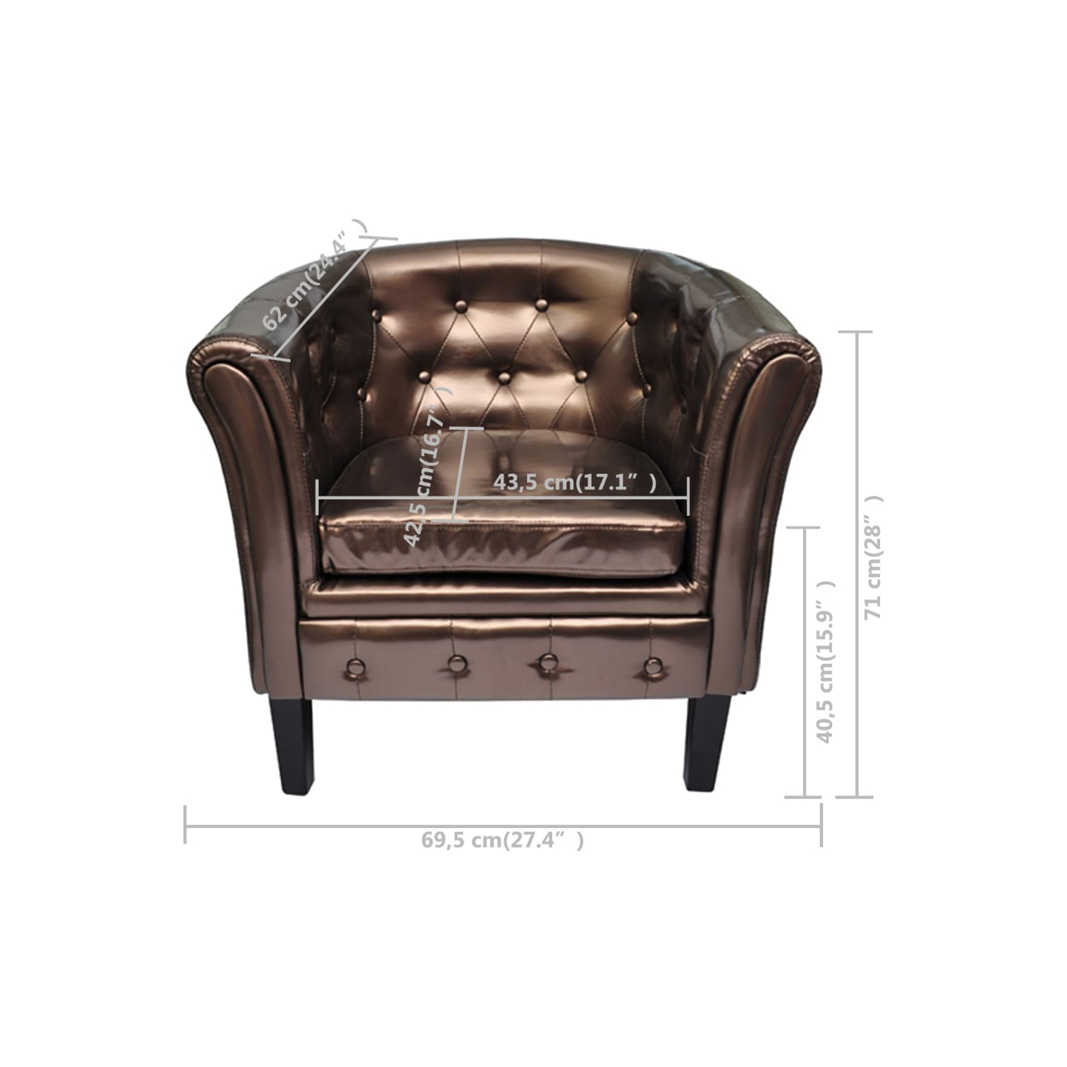 vidaXL Tub Chair Brown Faux Leather