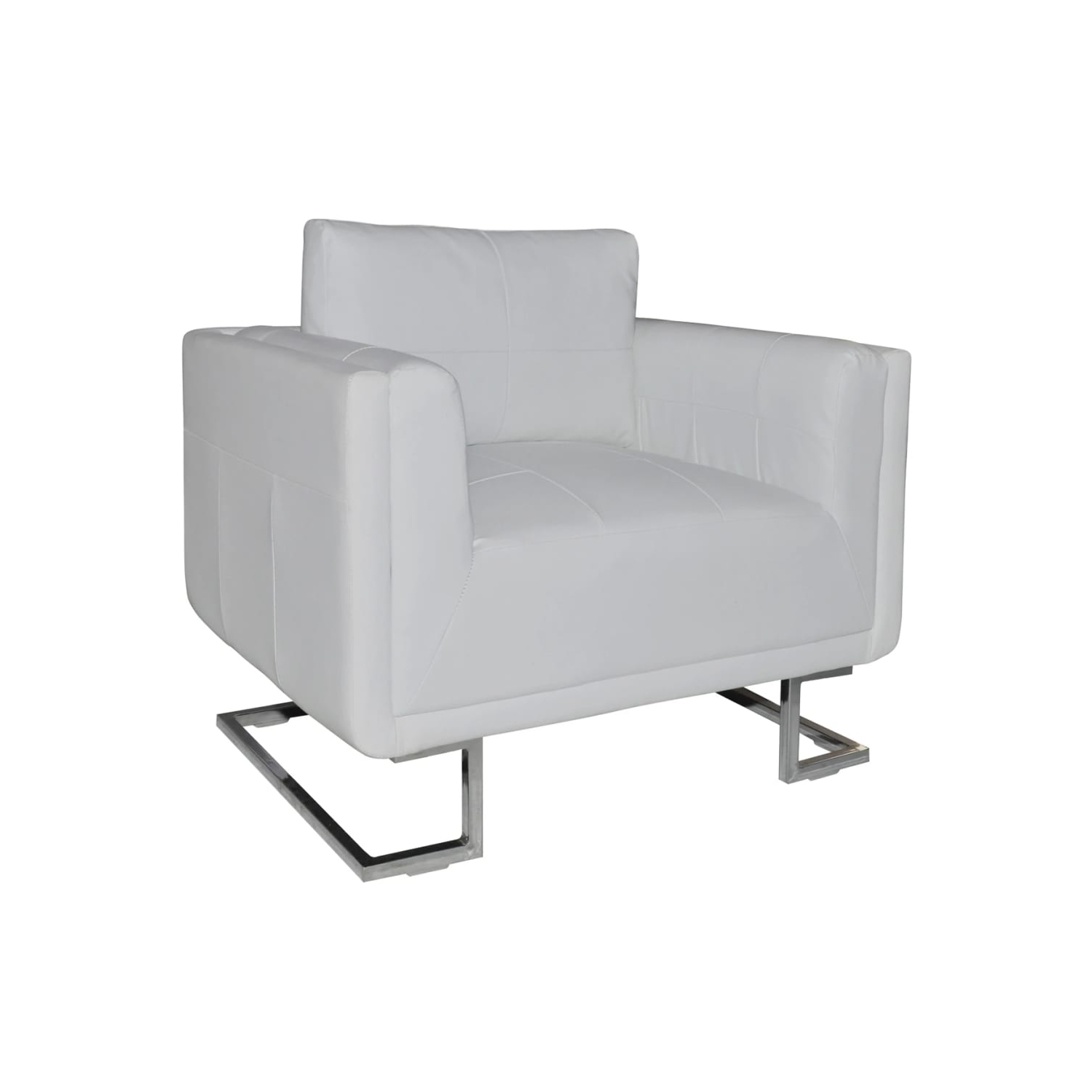 vidaXL Cube Armchair White Leather