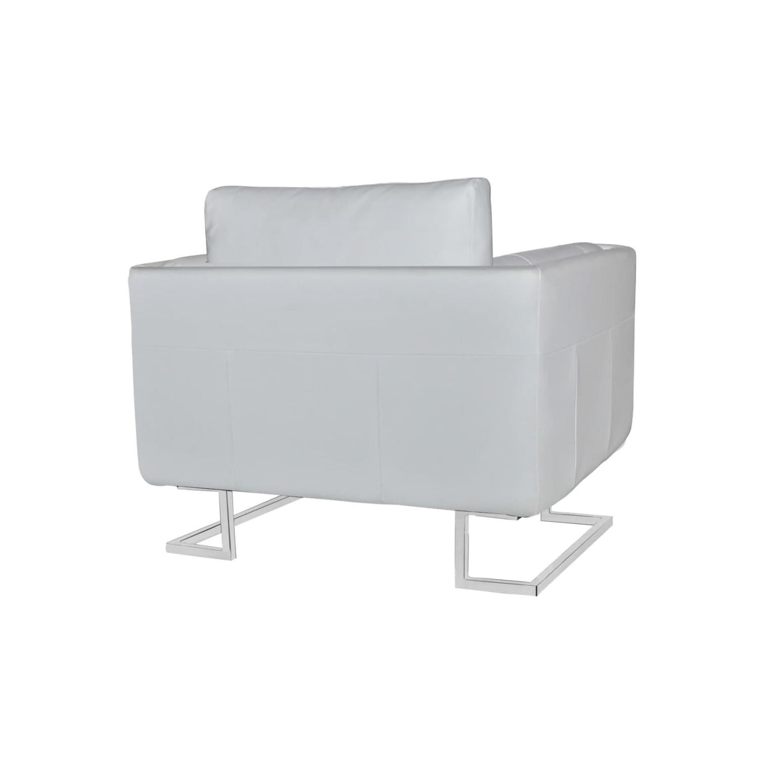 vidaXL Cube Armchair White Leather