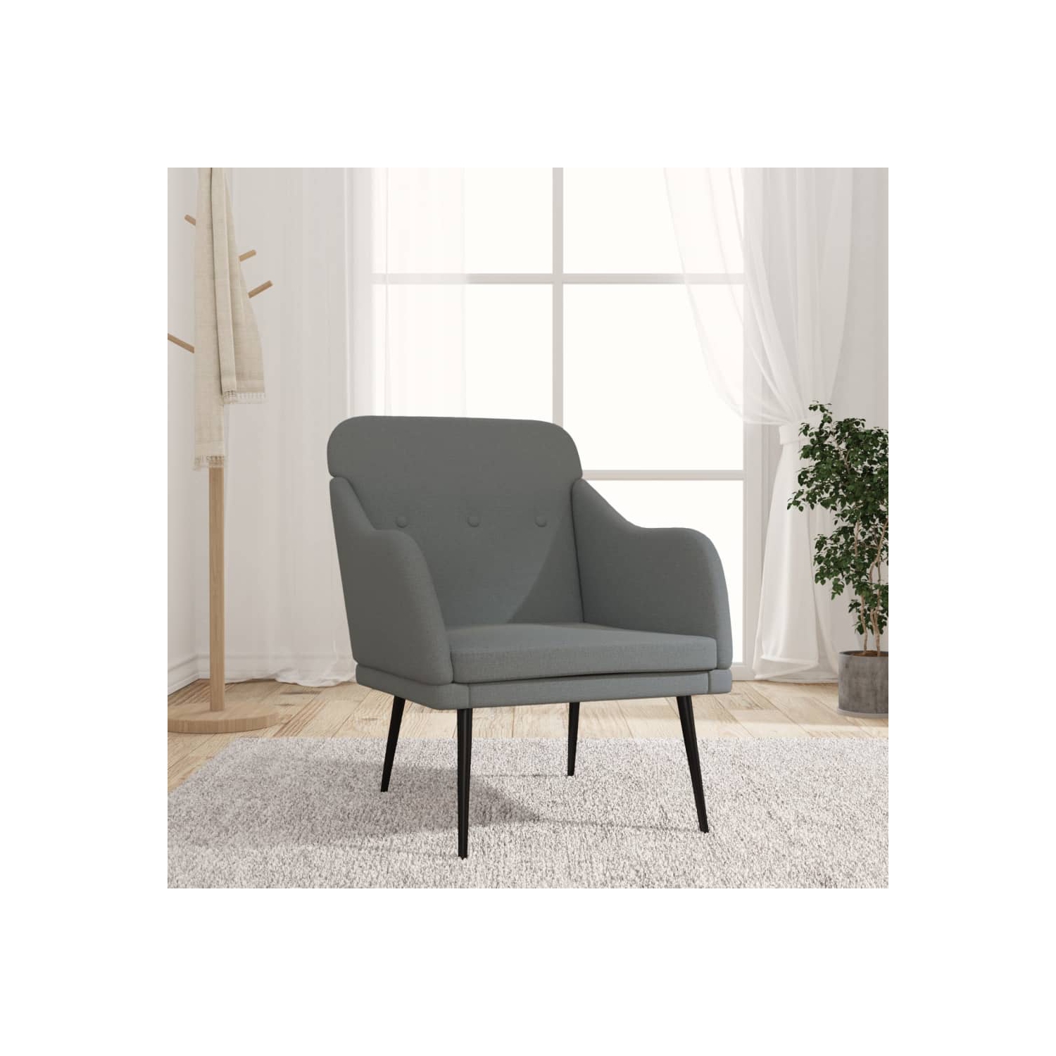 vidaXL Armchair Dark Grey 63x76x80 cm Fabric