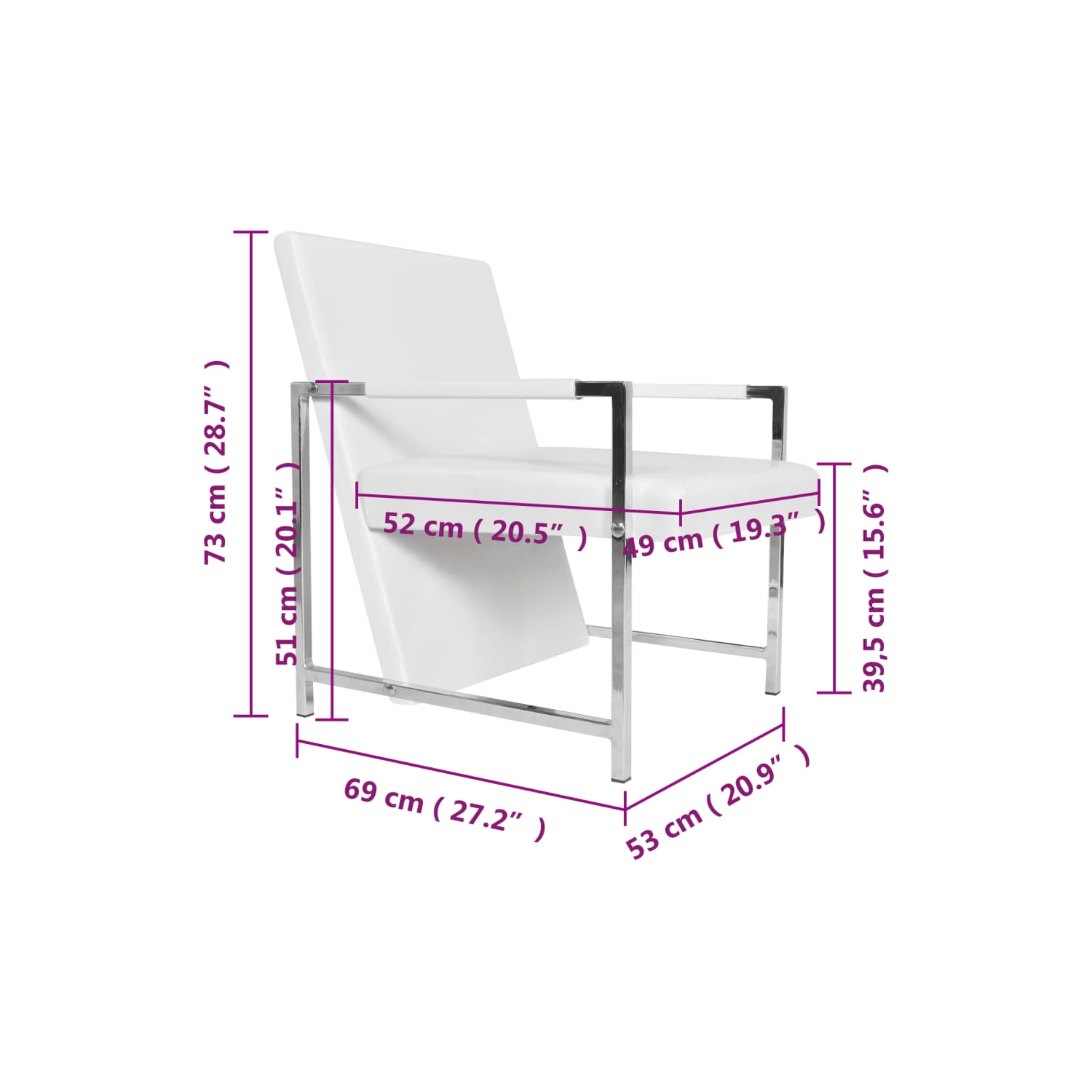 vidaXL Cube Armchair White Faux Leather