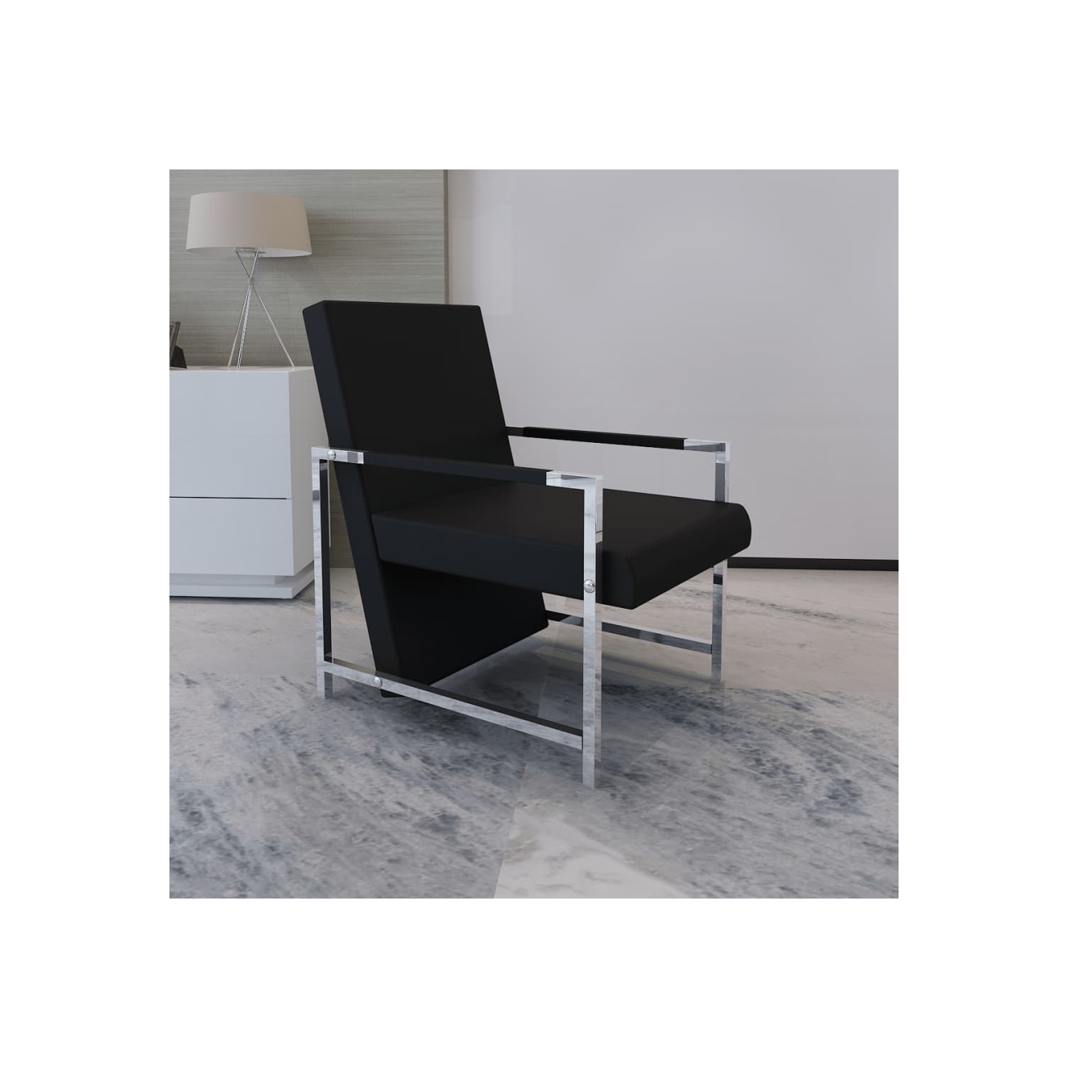 vidaXL Cube Armchair Black Faux Leather