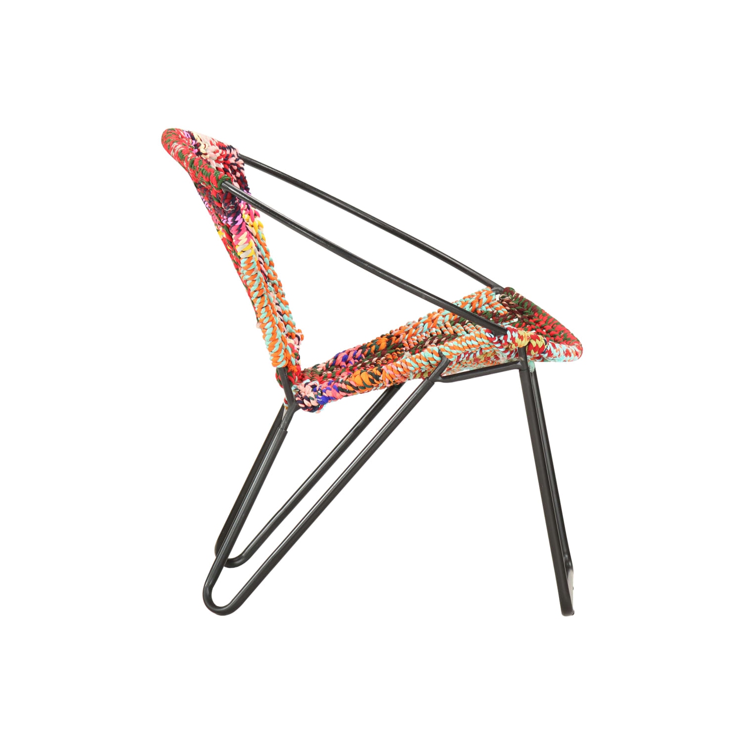 vidaXL Circle Chair Multicolours Chindi Fabric