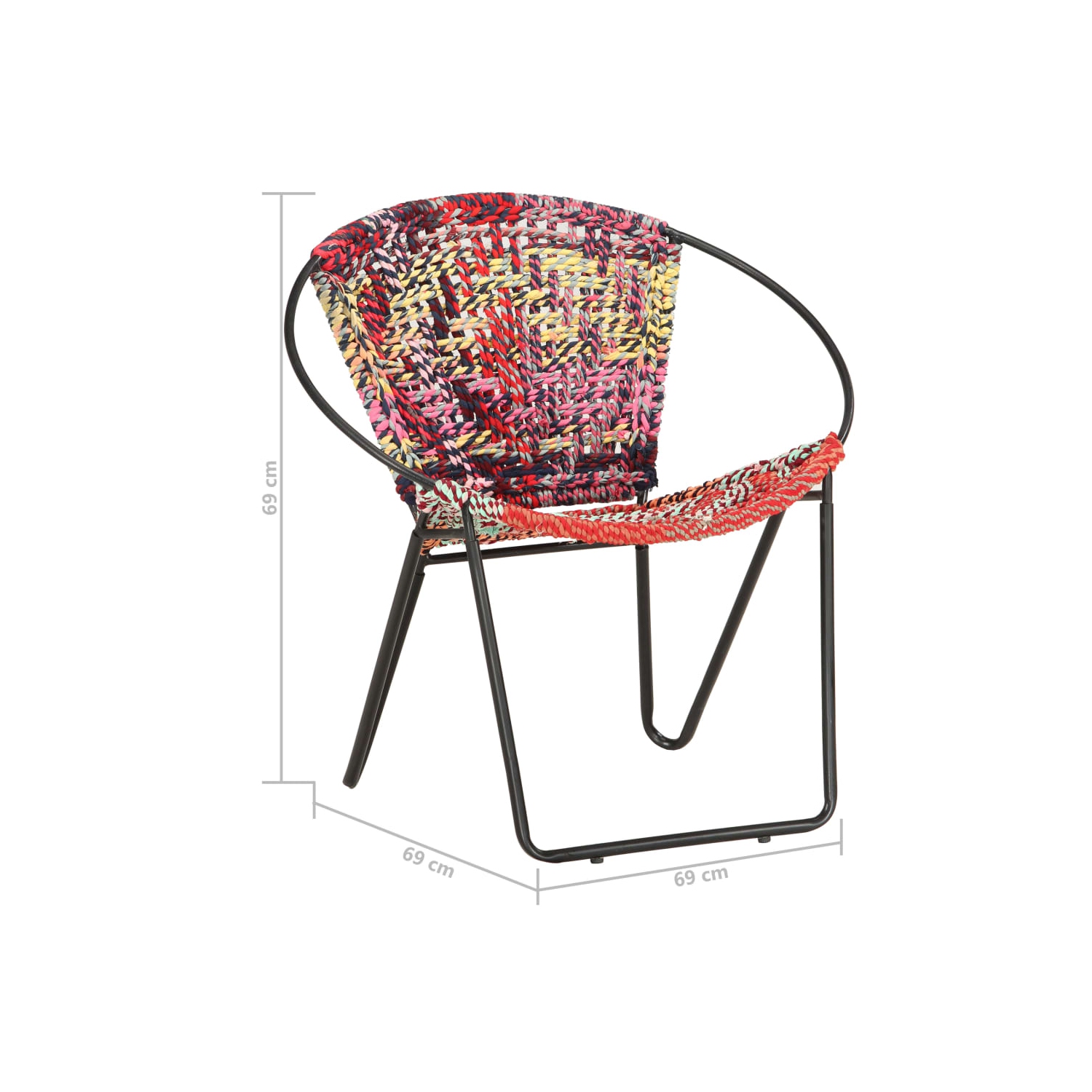 vidaXL Circle Chair Multicolours Chindi Fabric