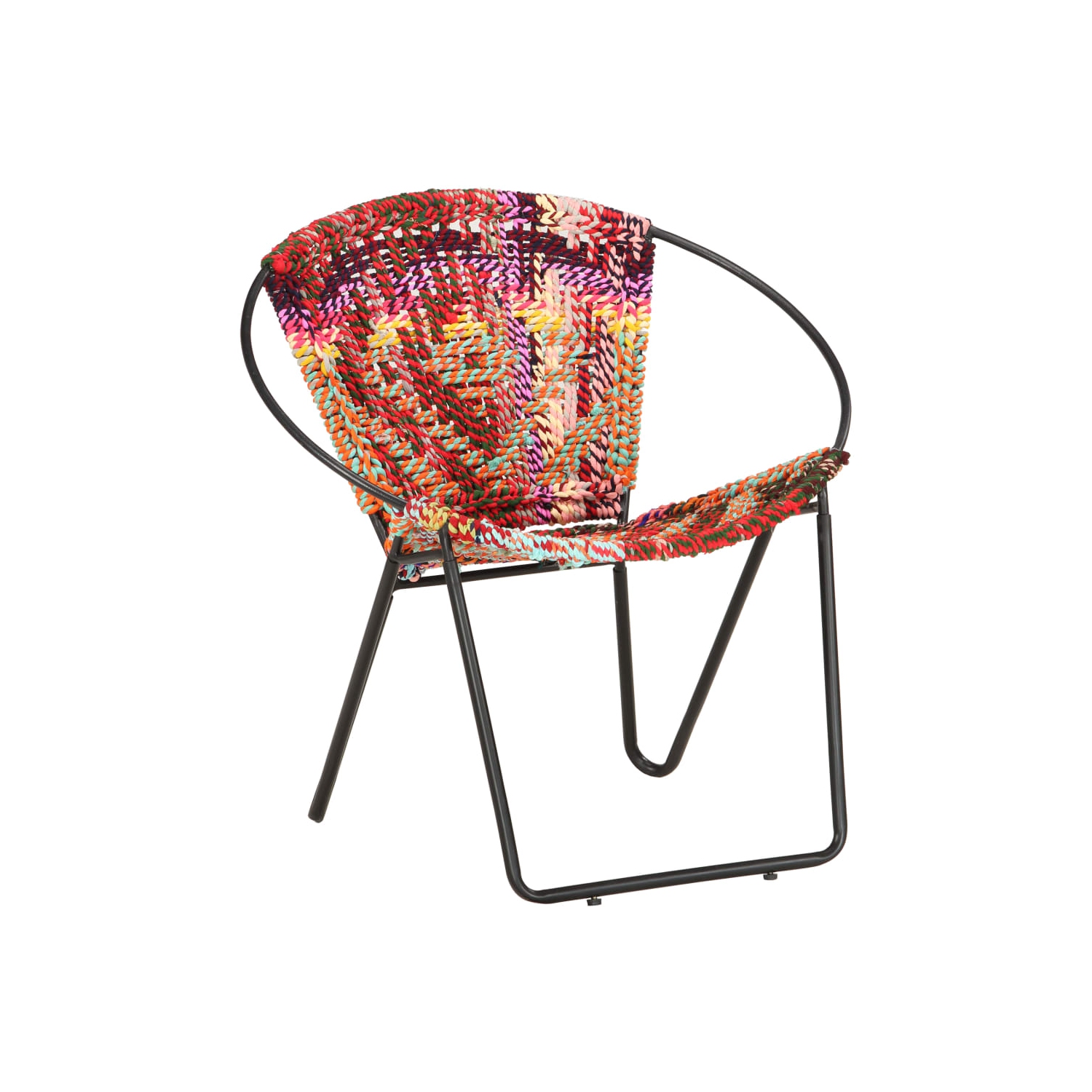 vidaXL Circle Chair Multicolours Chindi Fabric