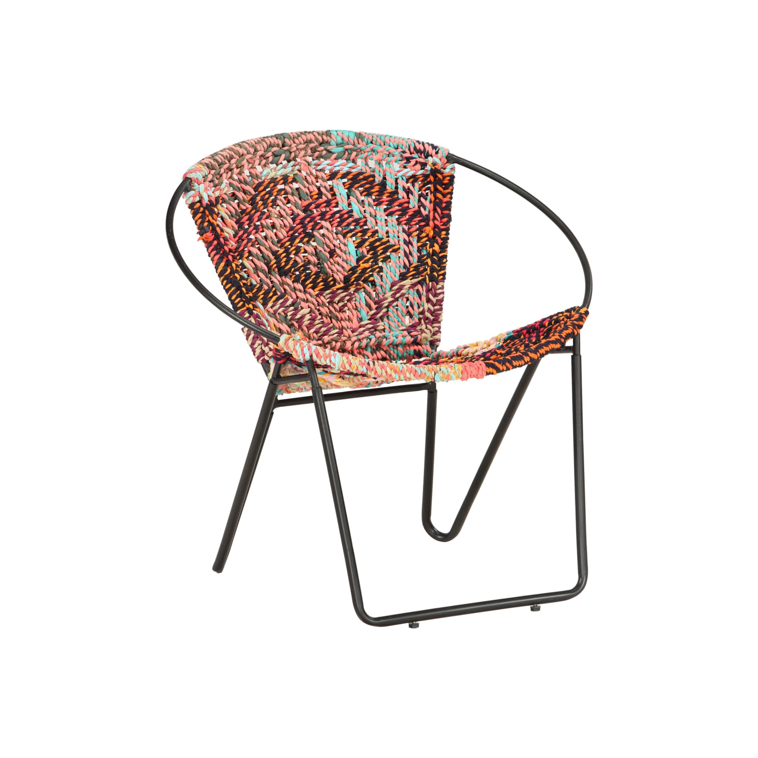 vidaXL Circle Chair Multicolours Chindi Fabric