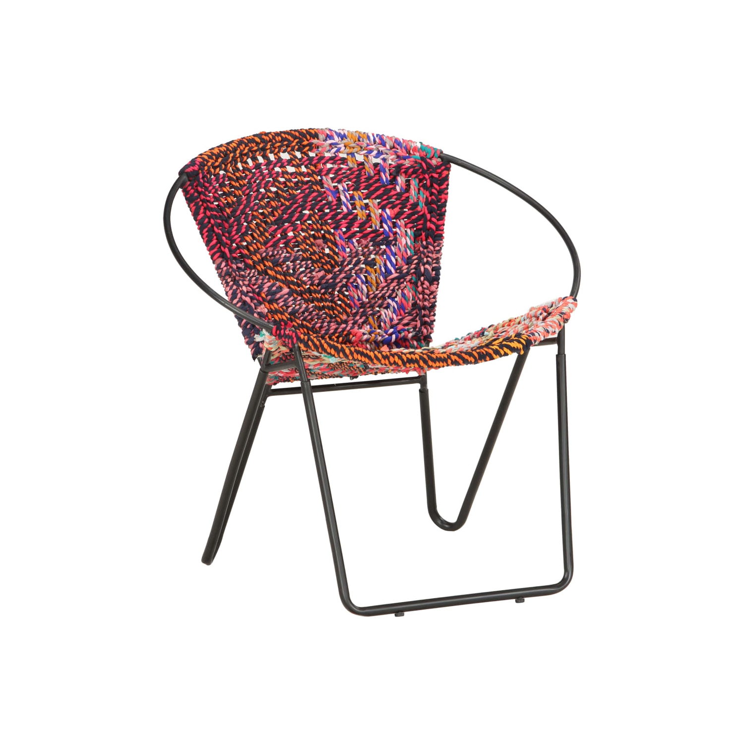 vidaXL Circle Chair Multicolours Chindi Fabric