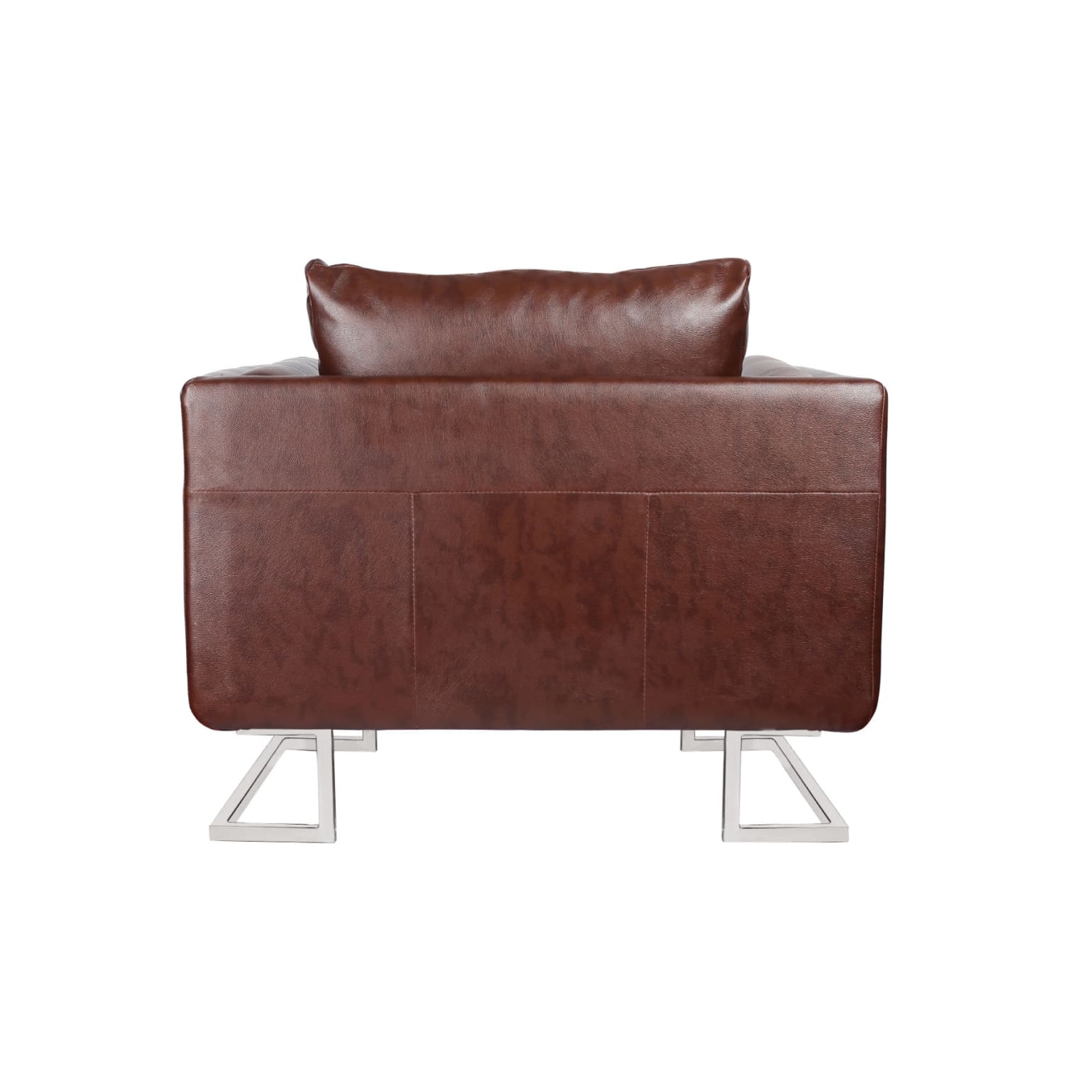 vidaXL Cube Armchair with Chrome Feet Brown Leather
