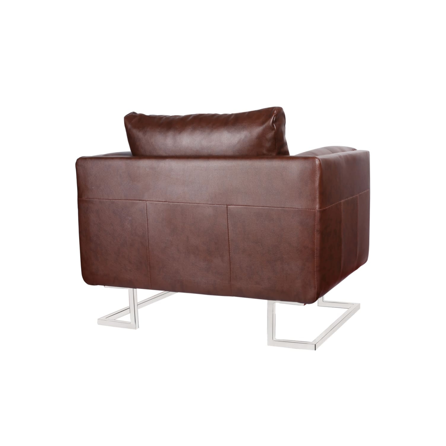 vidaXL Cube Armchair with Chrome Feet Brown Leather