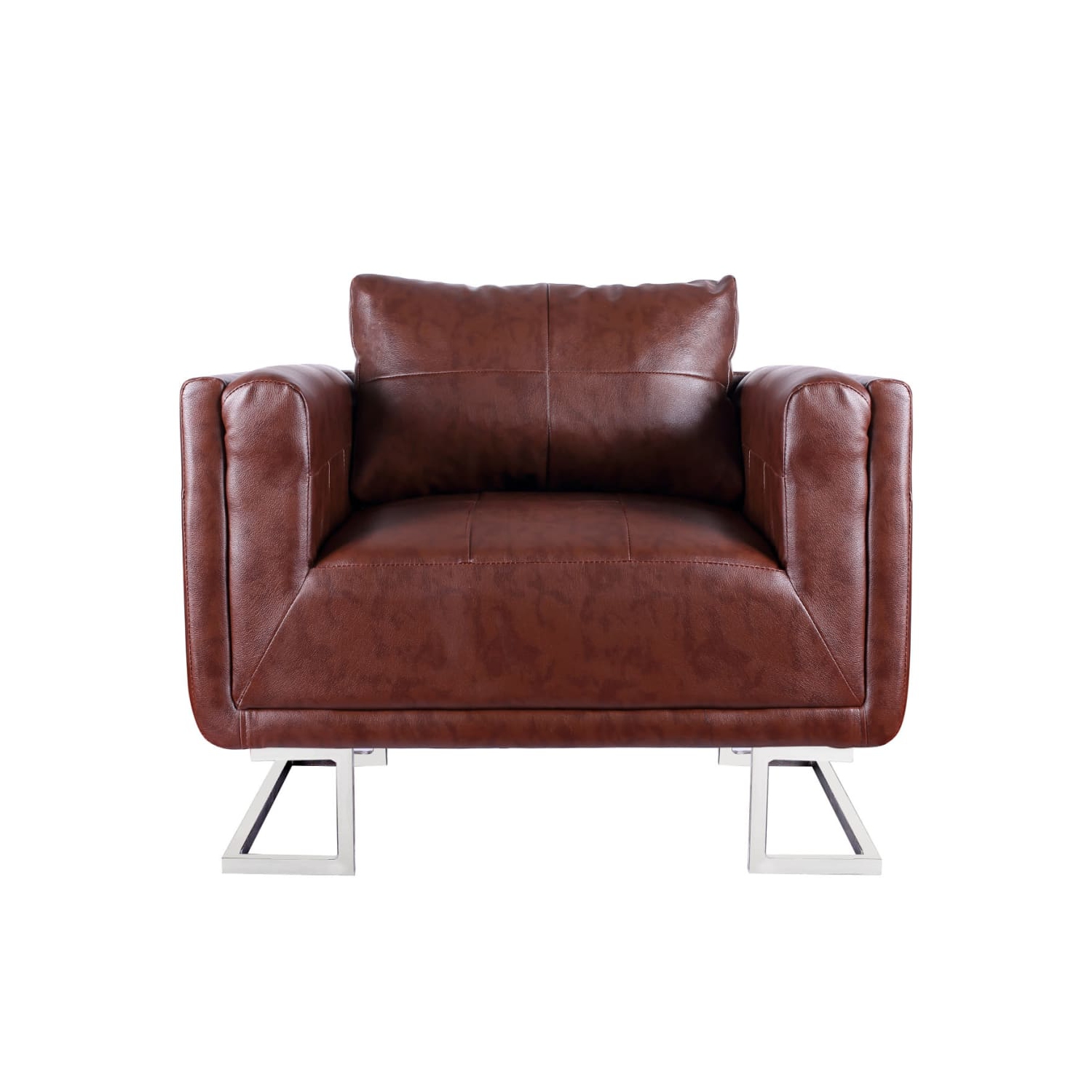 vidaXL Cube Armchair with Chrome Feet Brown Leather