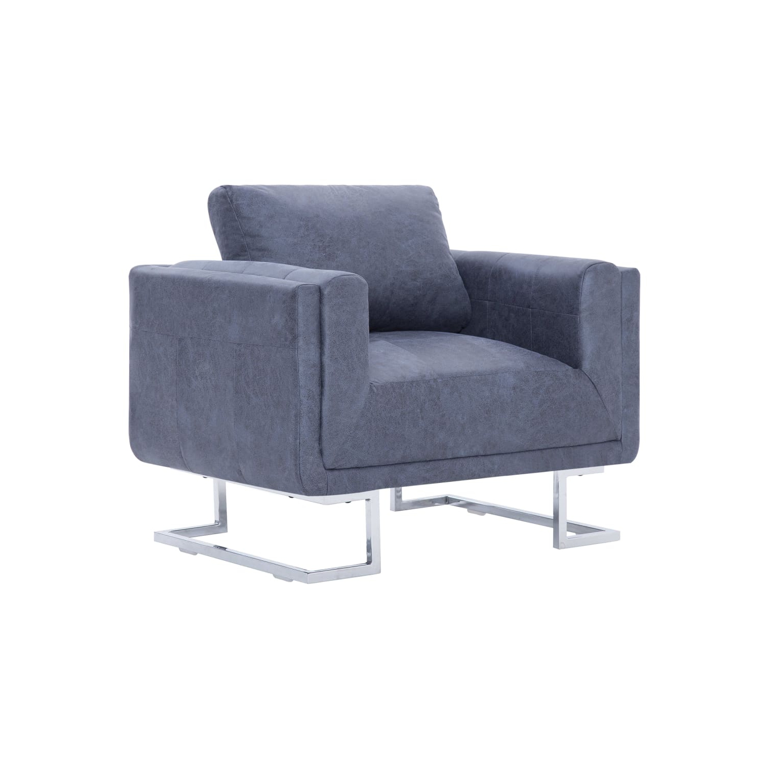 vidaXL Cube Armchair Gray Faux Suede Leather
