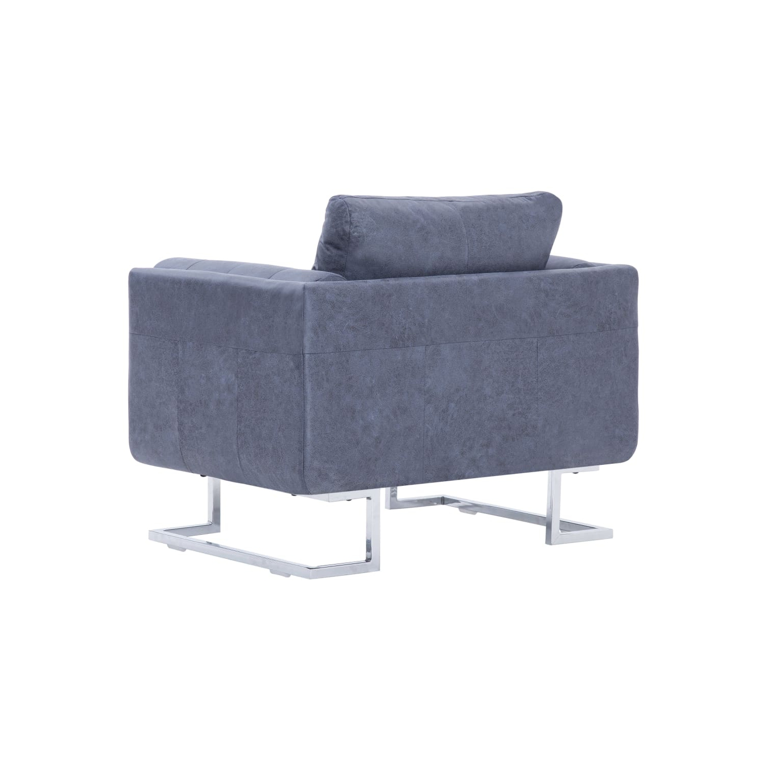 vidaXL Cube Armchair Gray Faux Suede Leather