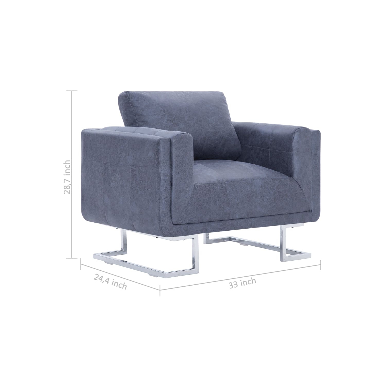vidaXL Cube Armchair Gray Faux Suede Leather