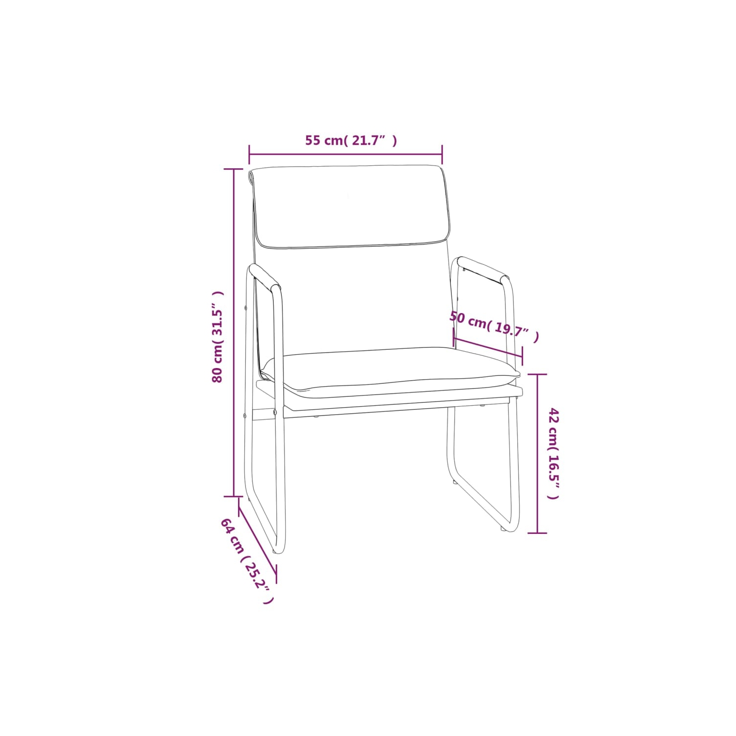 vidaXL Lounge Chair Black 55x64x80 cm Faux Leather