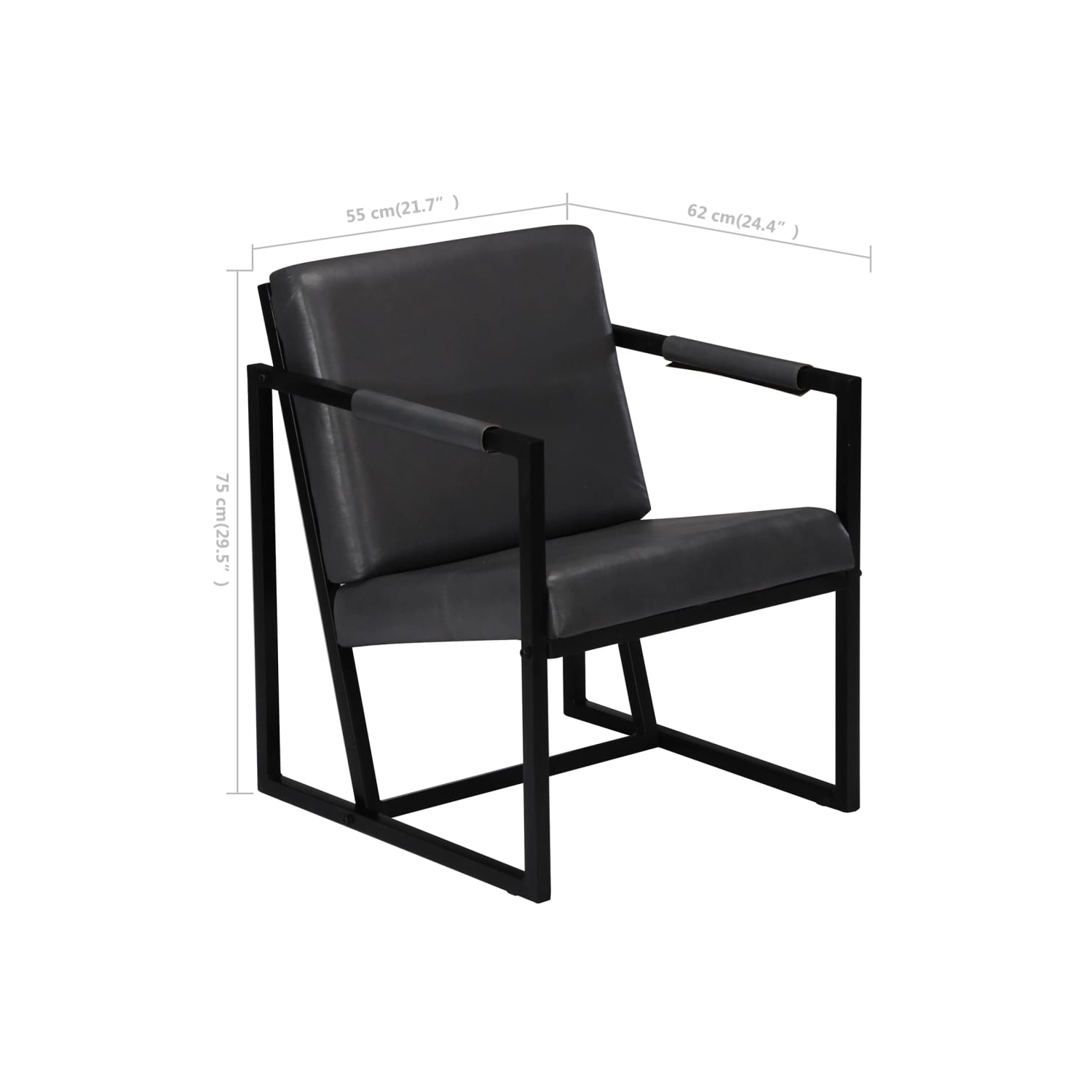 vidaXL Armchair Grey Real Leather