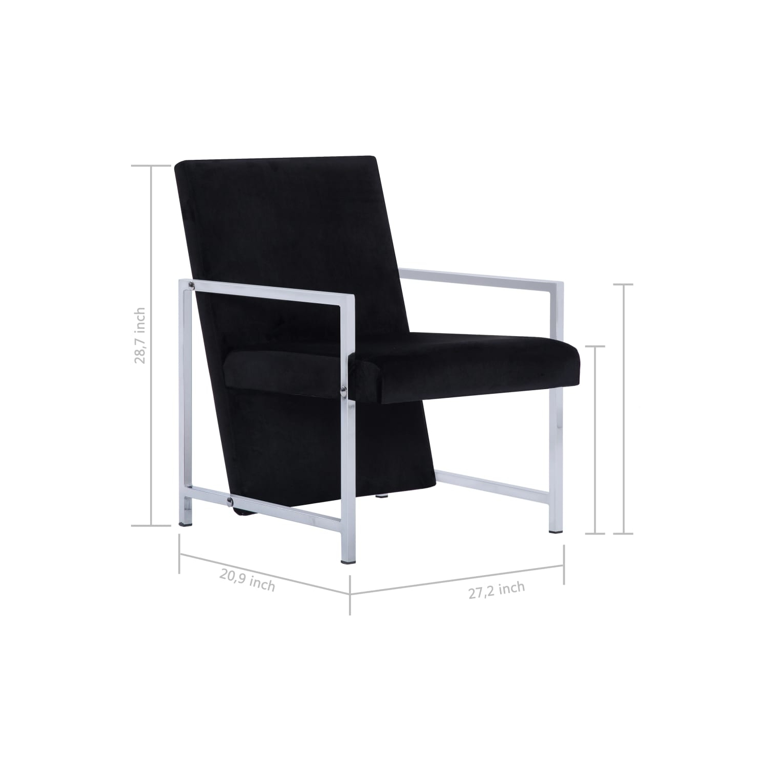 vidaXL Armchair with Chrome Feet Black Velvet