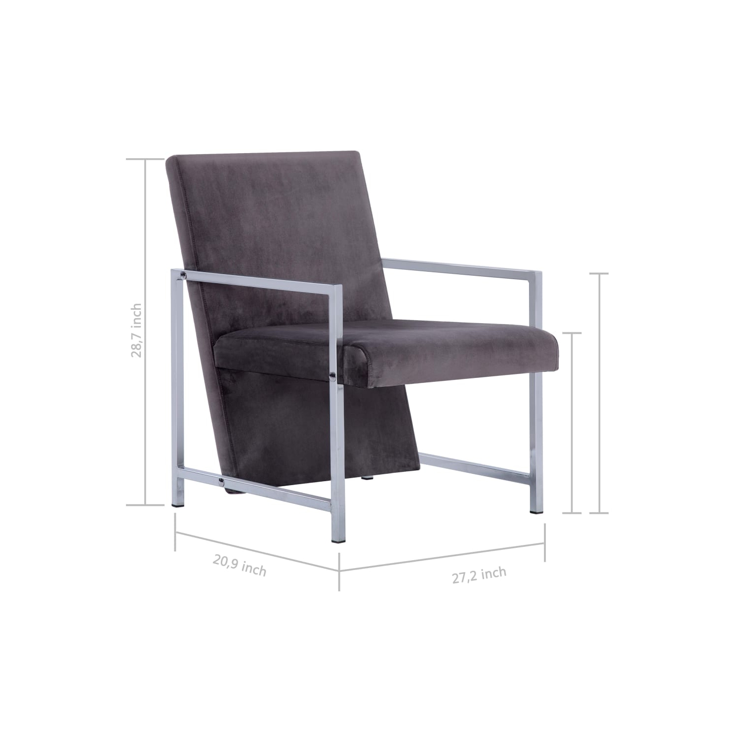 vidaXL Armchair with Chrome Feet Dark Gray Velvet